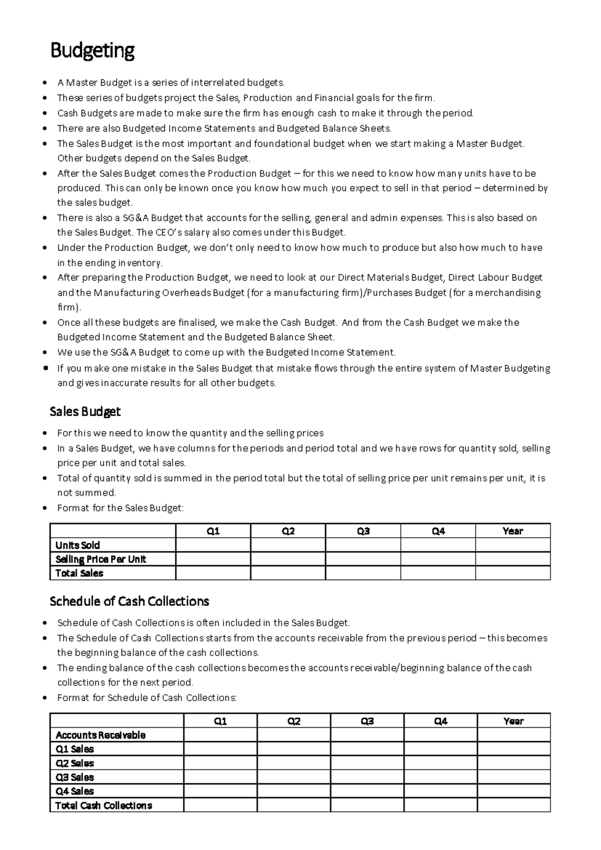 Managerial Accounting Notes Budgeting A Master Budget Is A Series Of Studocu Managerial Accounting Notes Budgeting A Master Budget Is A Series Of Studocu