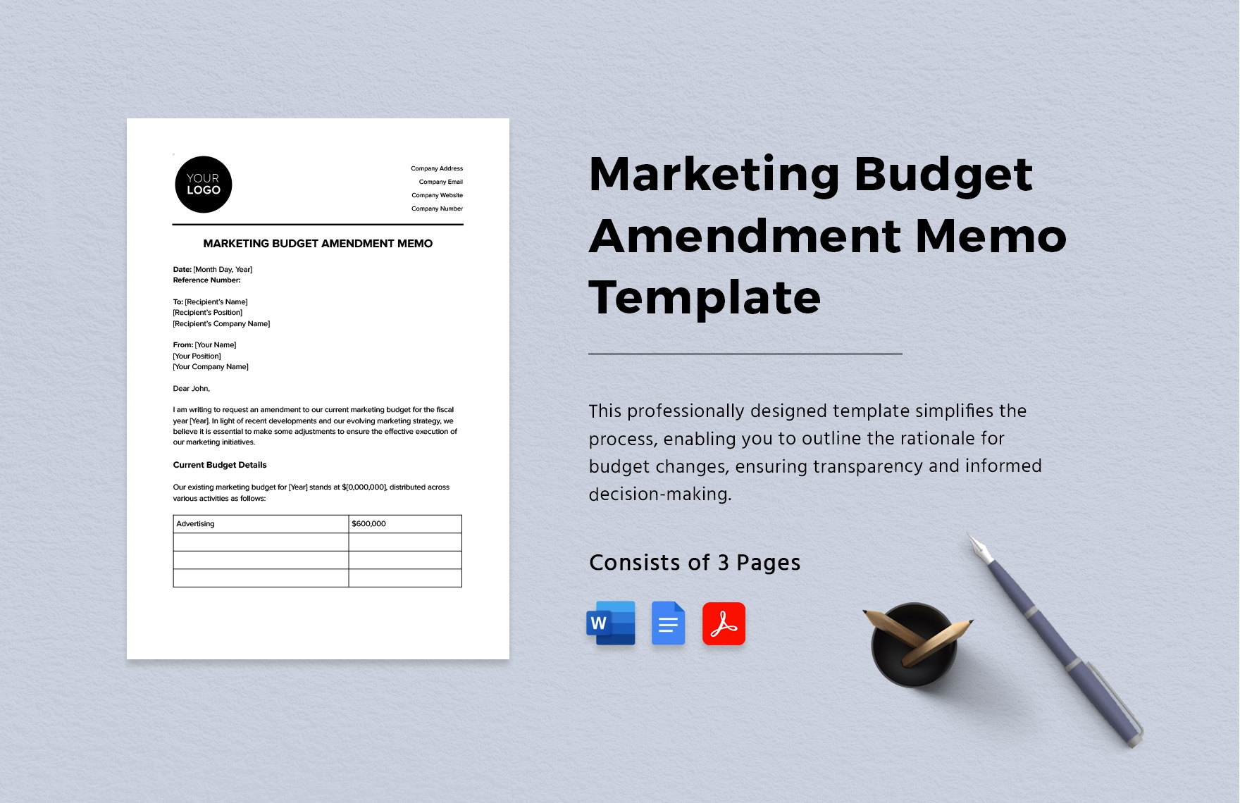Marketing Budget Amendment Memo Template In Word PDF Google Docs 