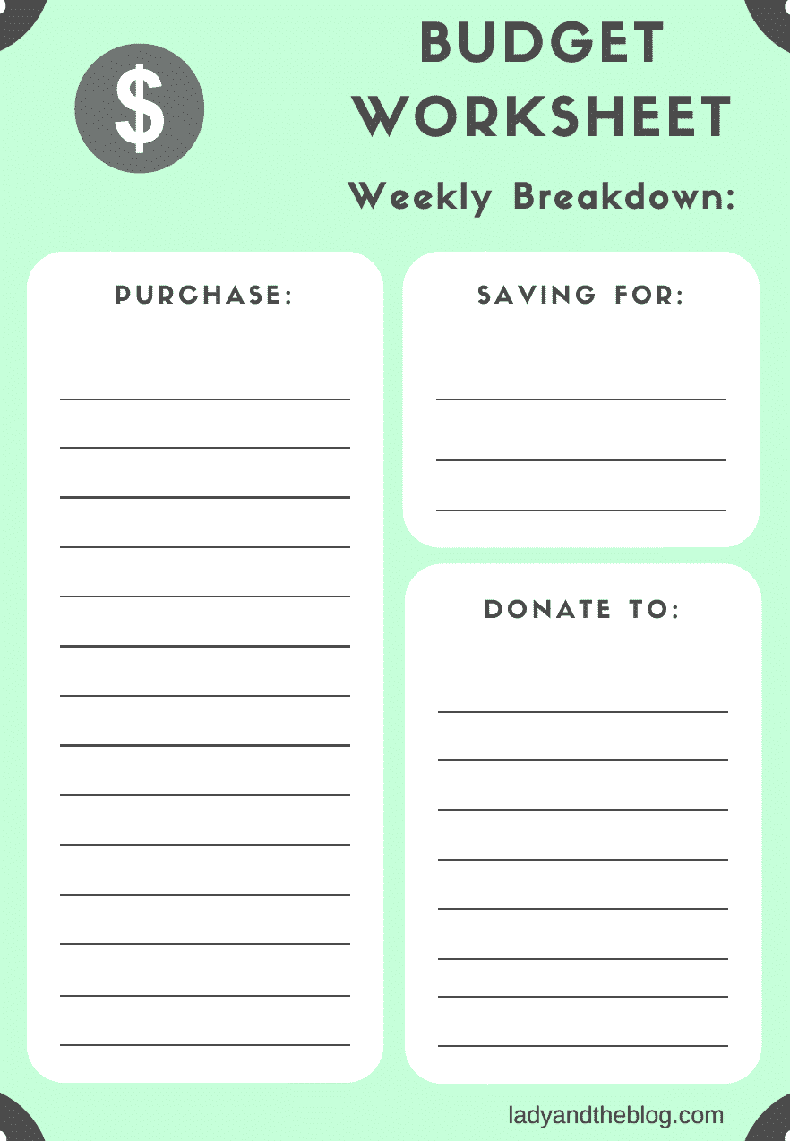 Budget Template For Teens