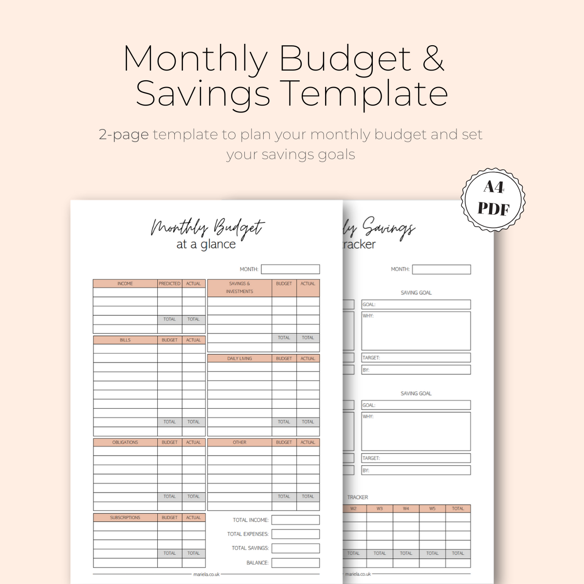 Monthly Budget Template Uk