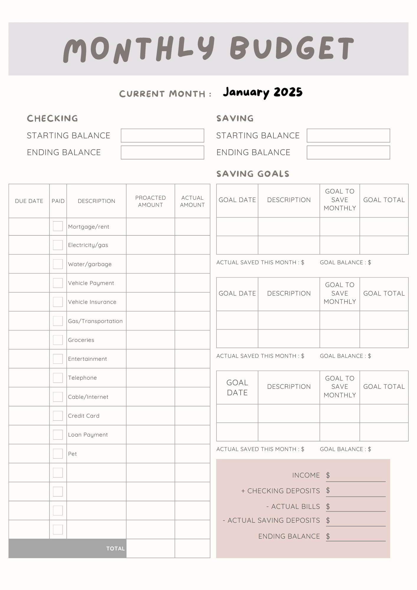 Monthly Budget Planner 2025 By Melanie g agbon Raket PH