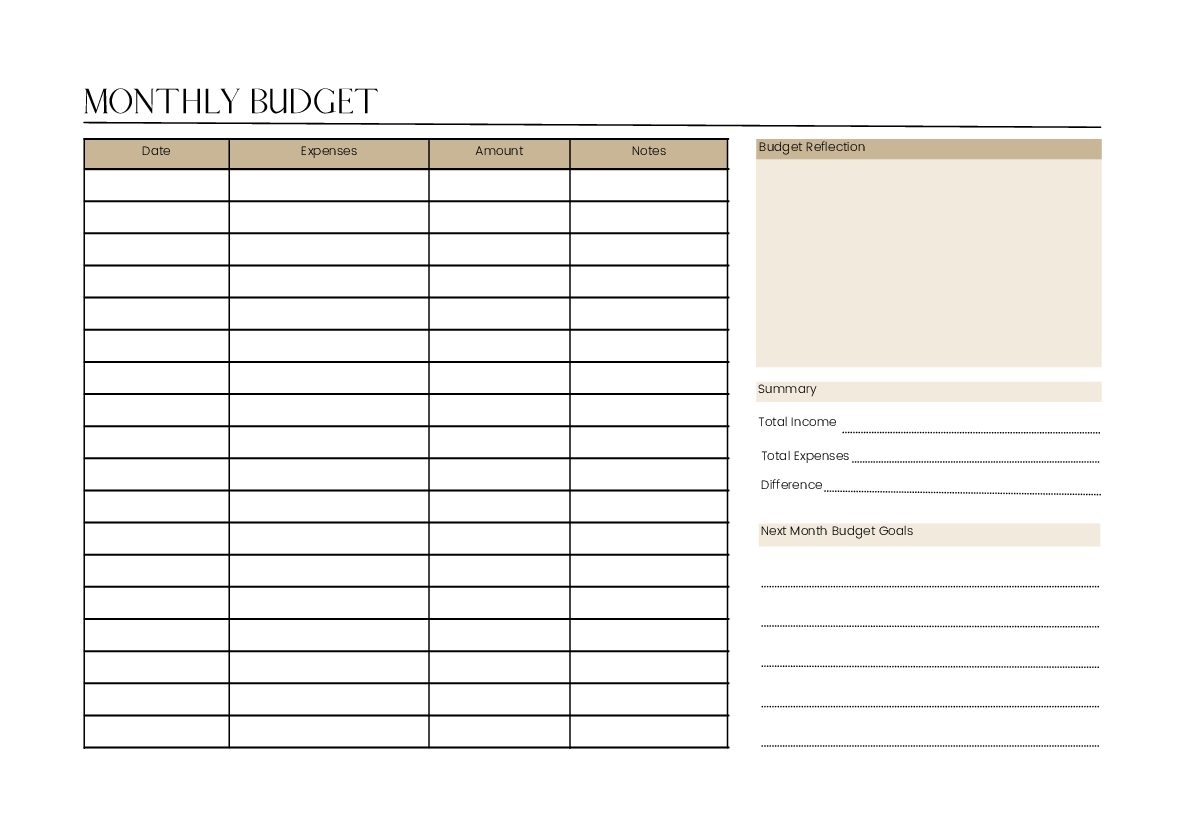 Monthly Budget Template Uk