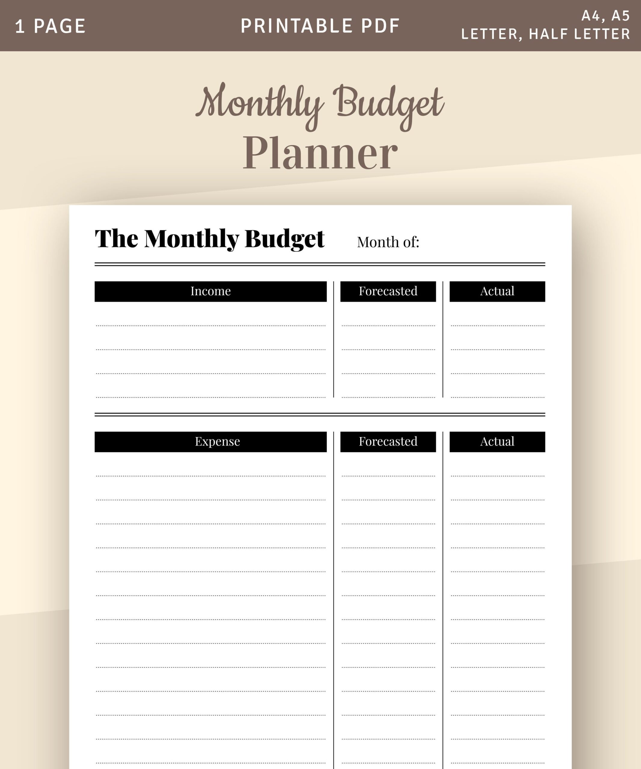 Monthly Budget Planner Template Personal Budget Home Budget Planner Family Budget Planner Monthly Expense Tracker Printable PDF Etsy