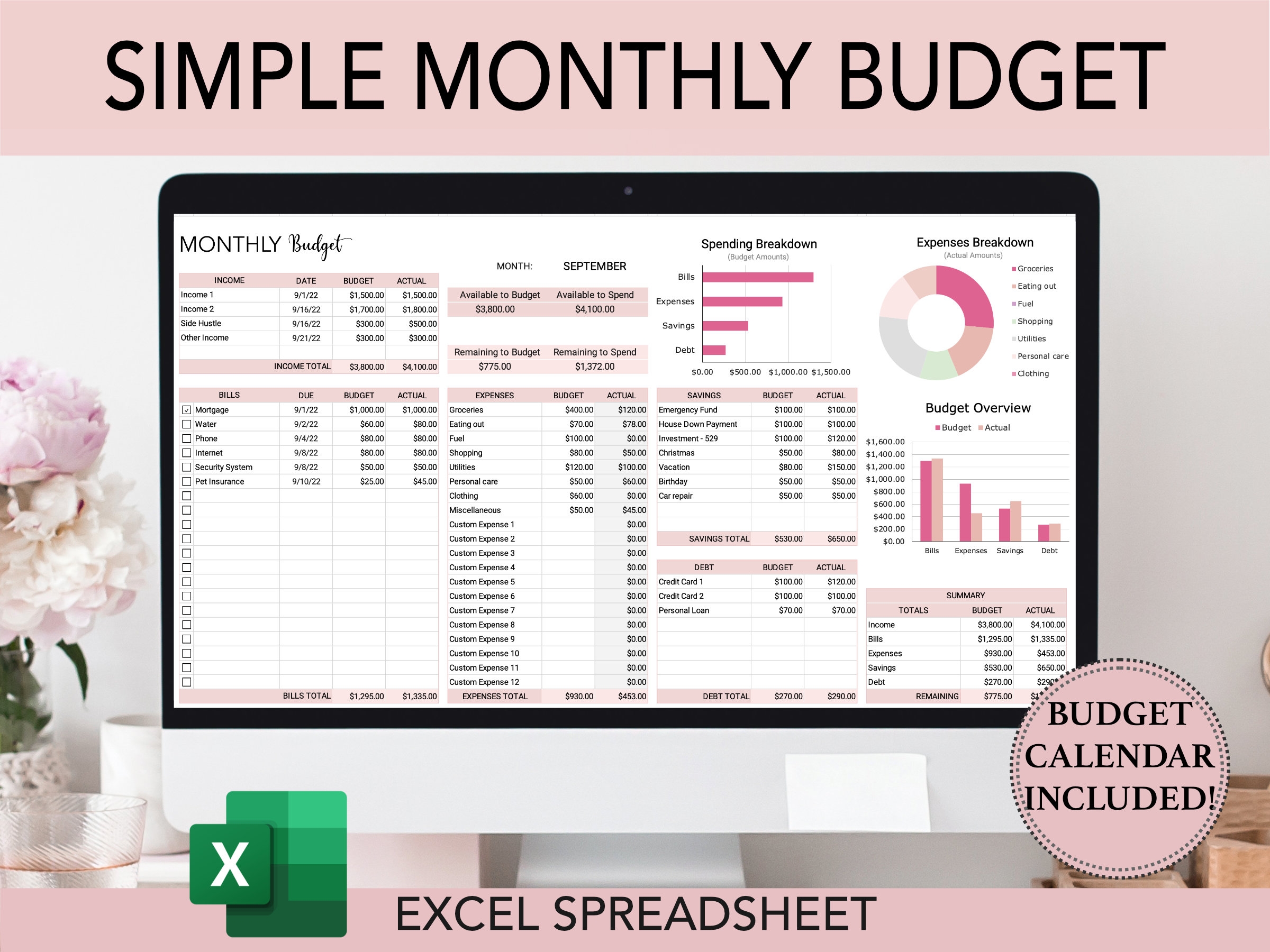 Free Personal Monthly Budget Spreadsheet Template