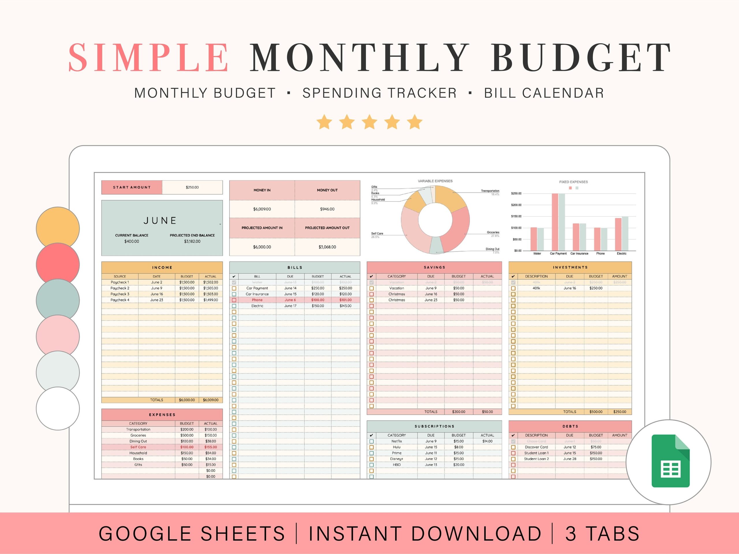 Monthly Budget Spreadsheet Google Sheets Budget Template 