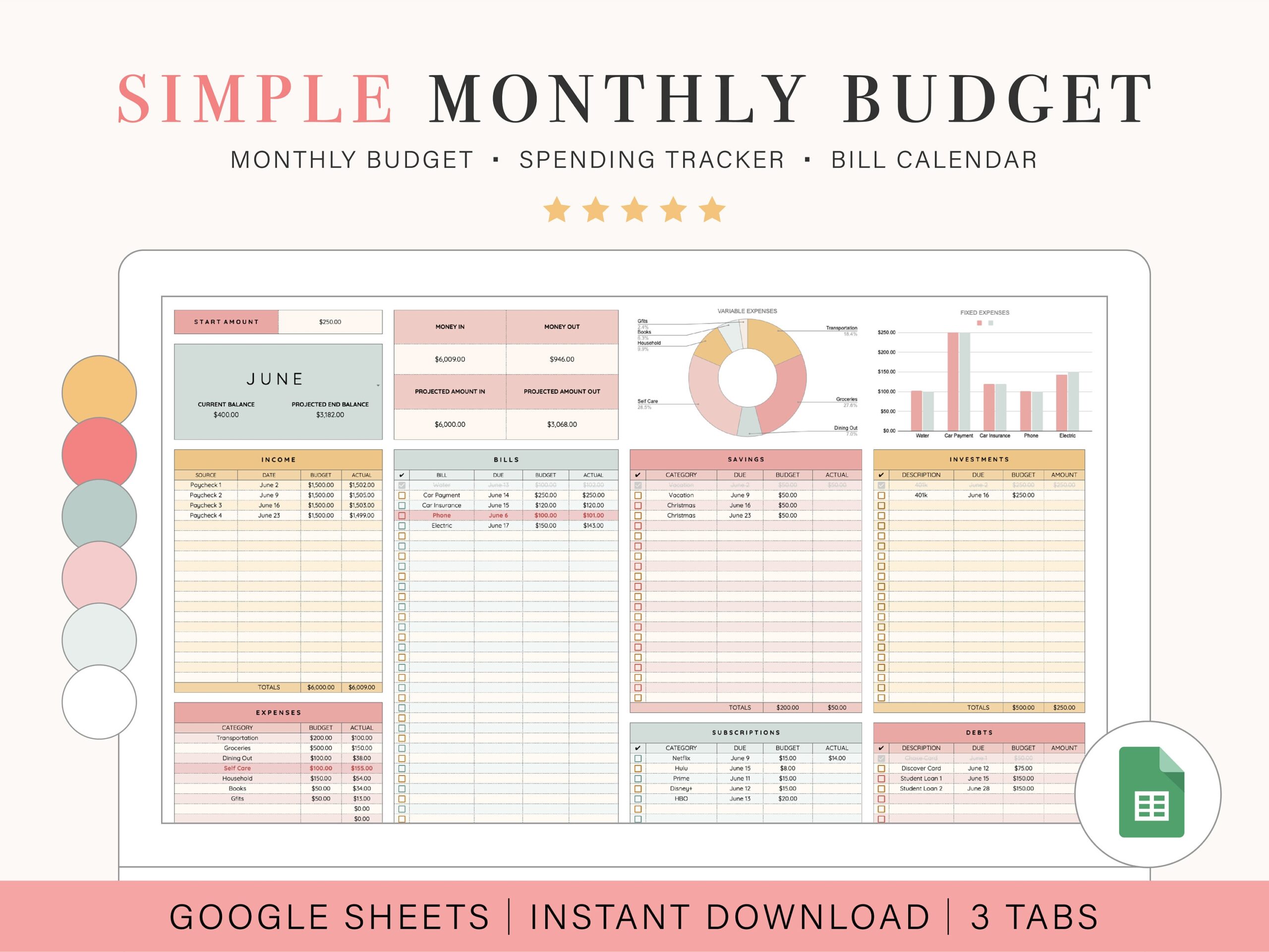 Monthly Budget Spreadsheet Google Sheets Budget Template 