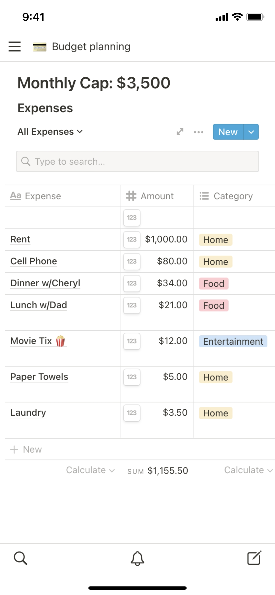 Iphone Notes Budget Template