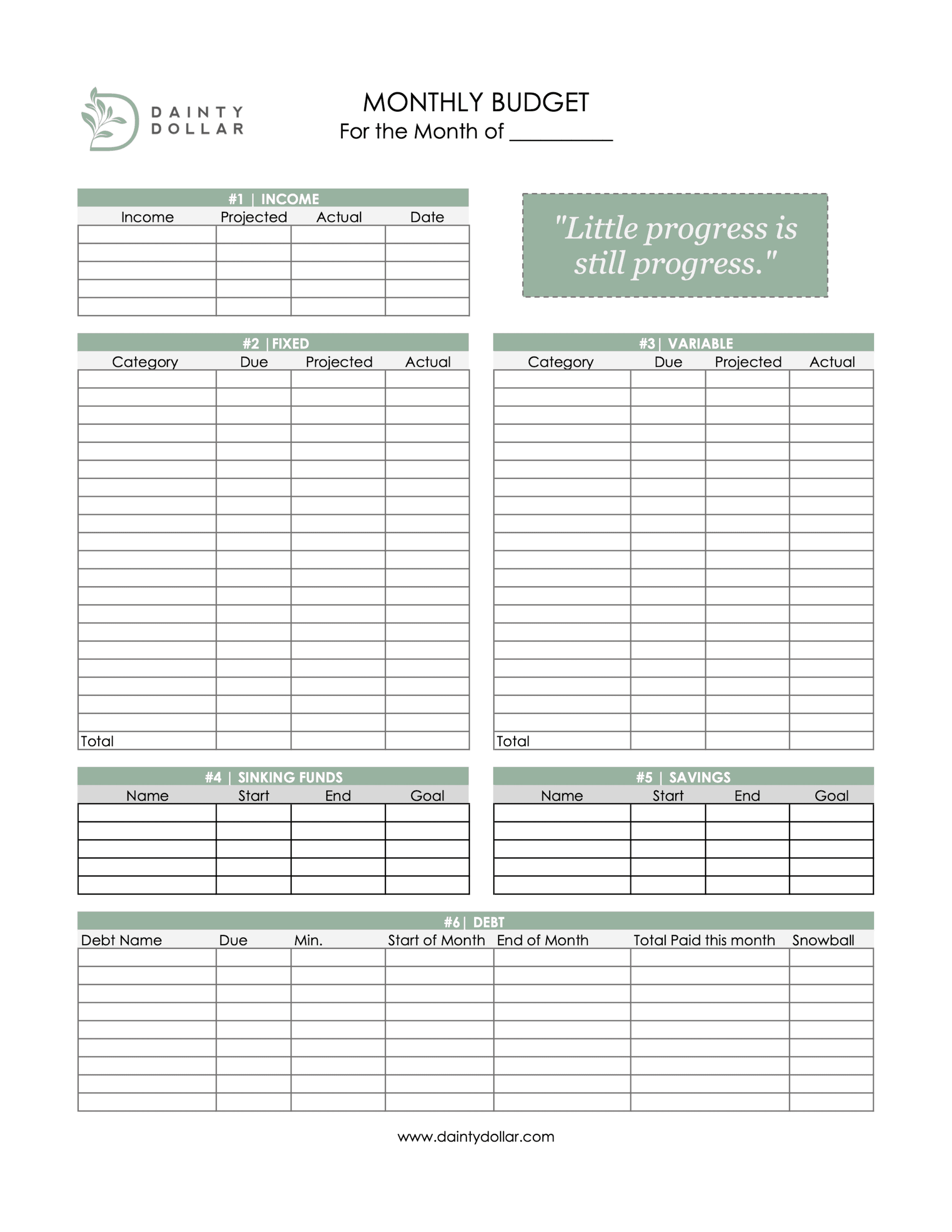 Monthly Budget Template Dainty Dollar Worksheets Library