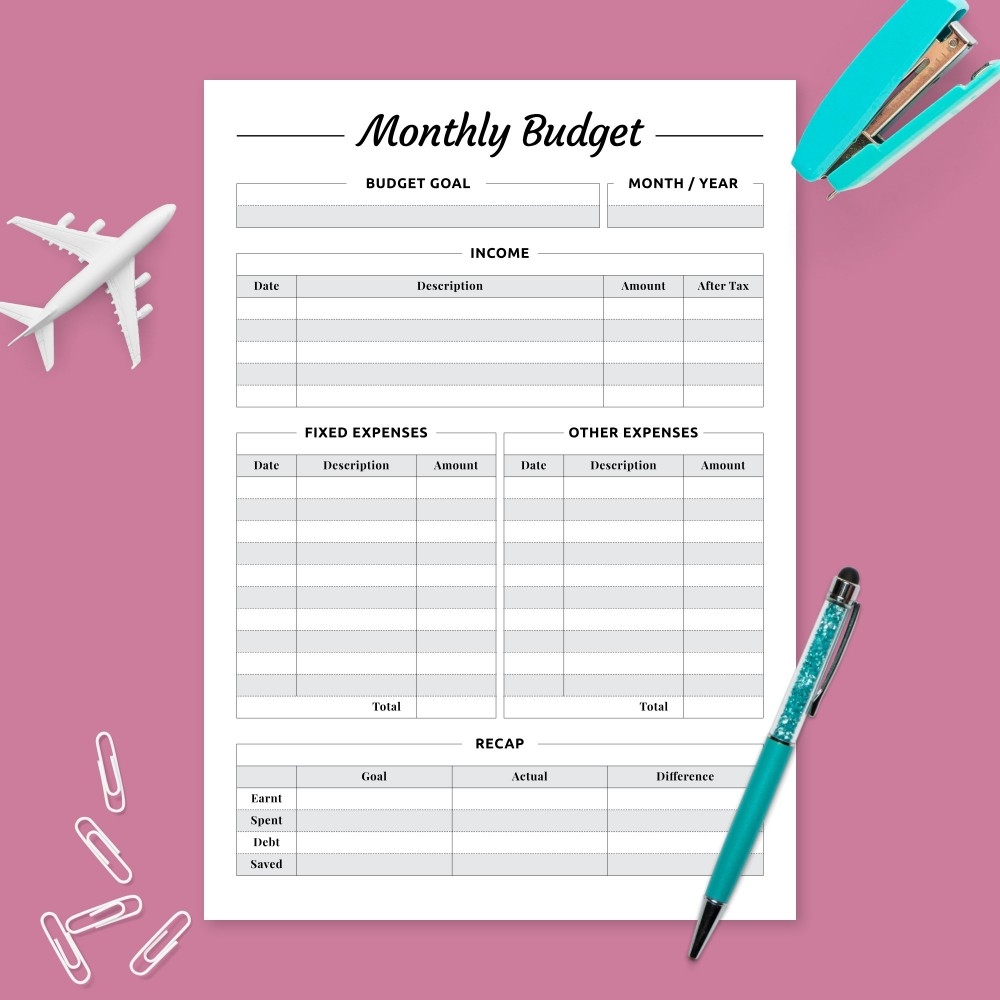 Budget Calendar Template Pdf