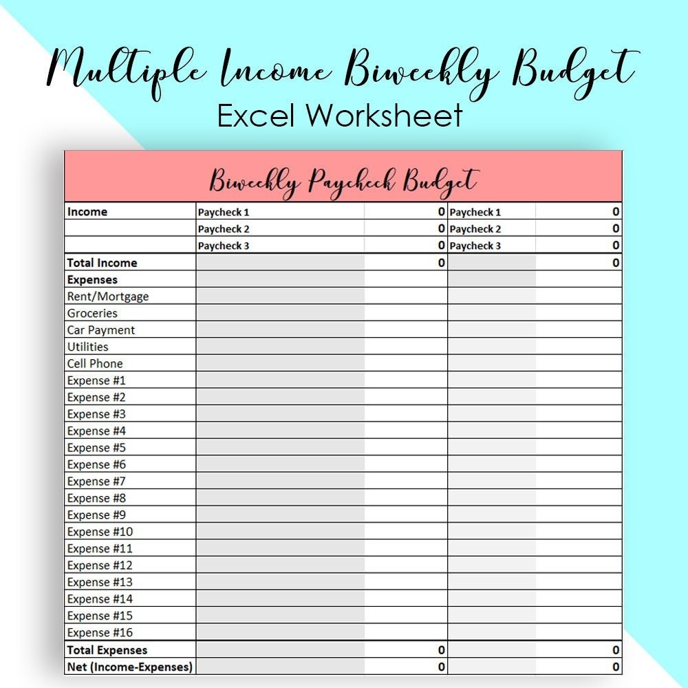 Dual Income Budget Spreadsheet Template