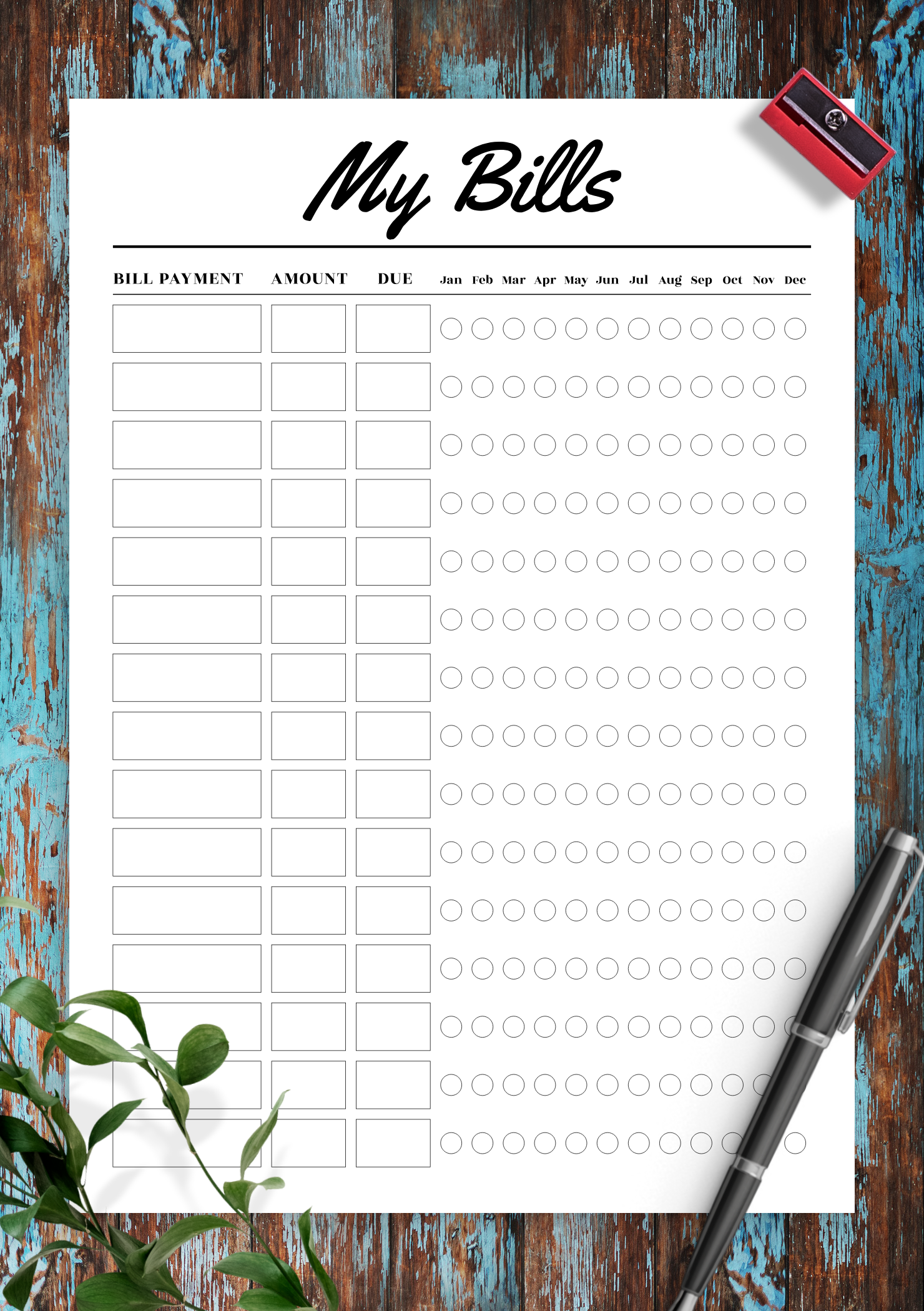 Bills And Budget Template