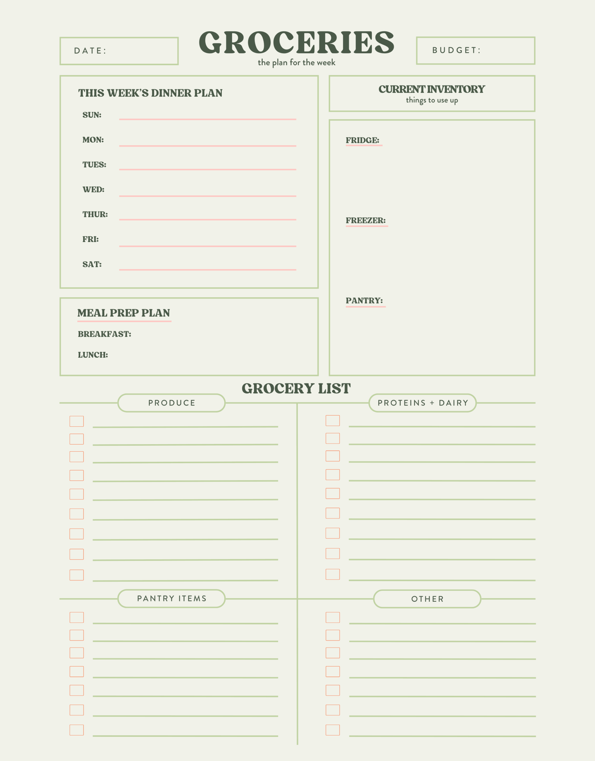 My Grocery List Template For Reducing Costs Food Waste 