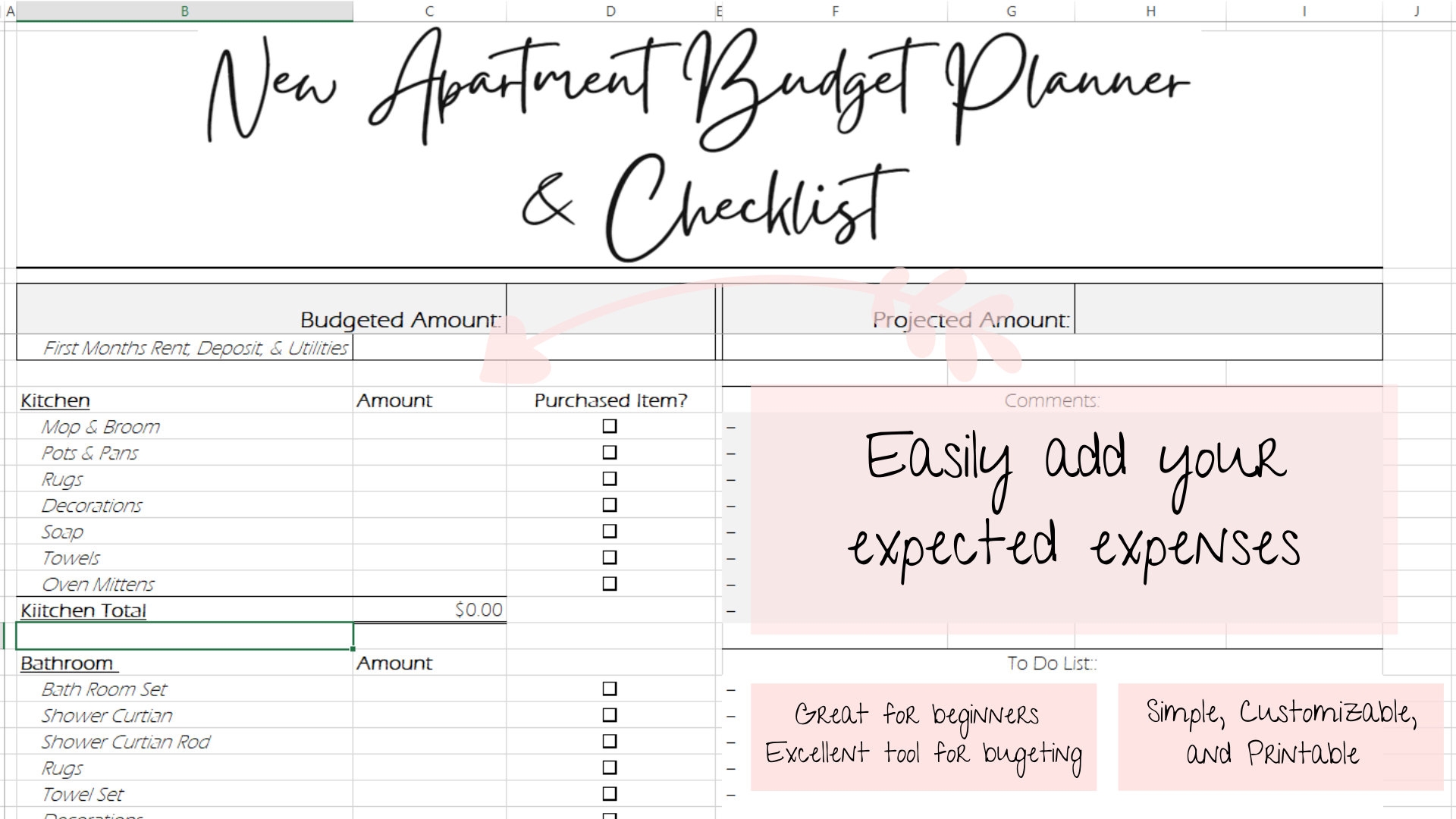 Apartment Budget Template