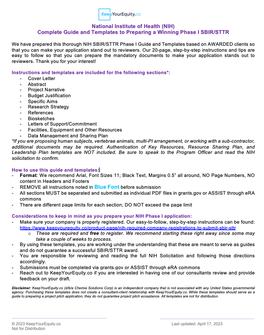 Nih Budget Justification Template
