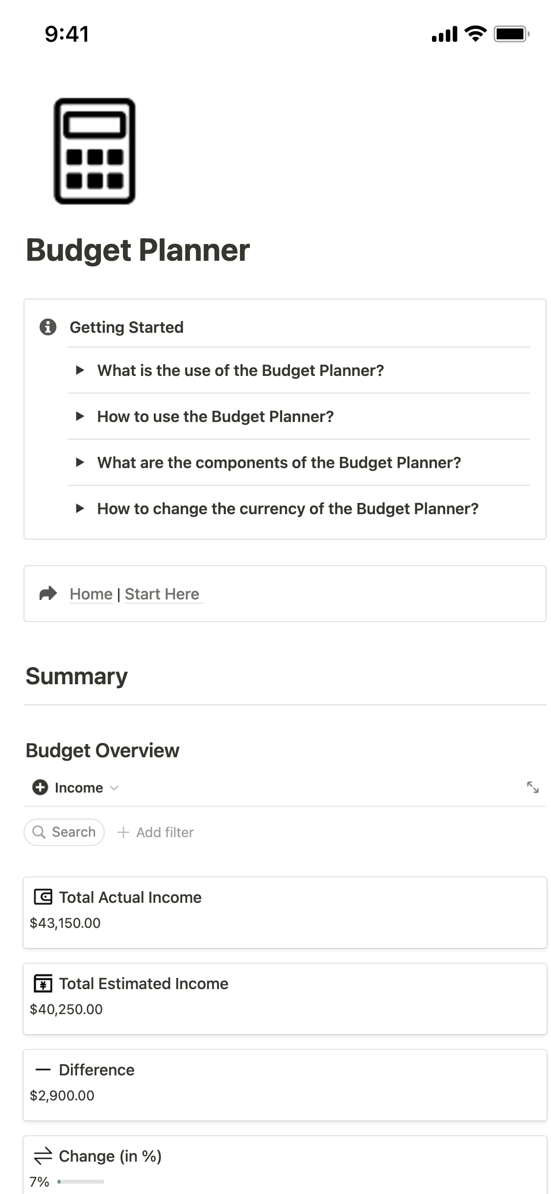 Budget Tracker Template Notion