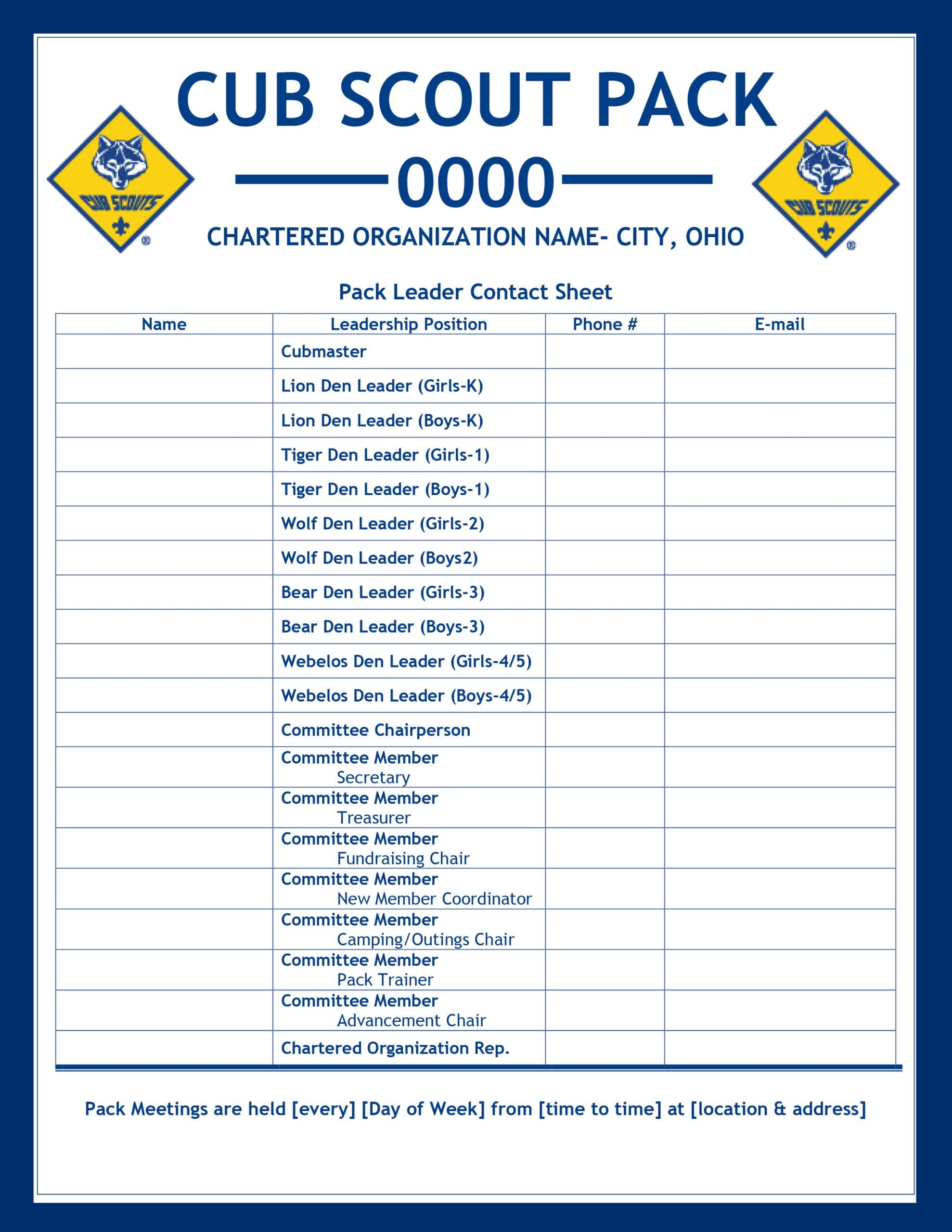 Pack Committee Resources Lake Erie Council