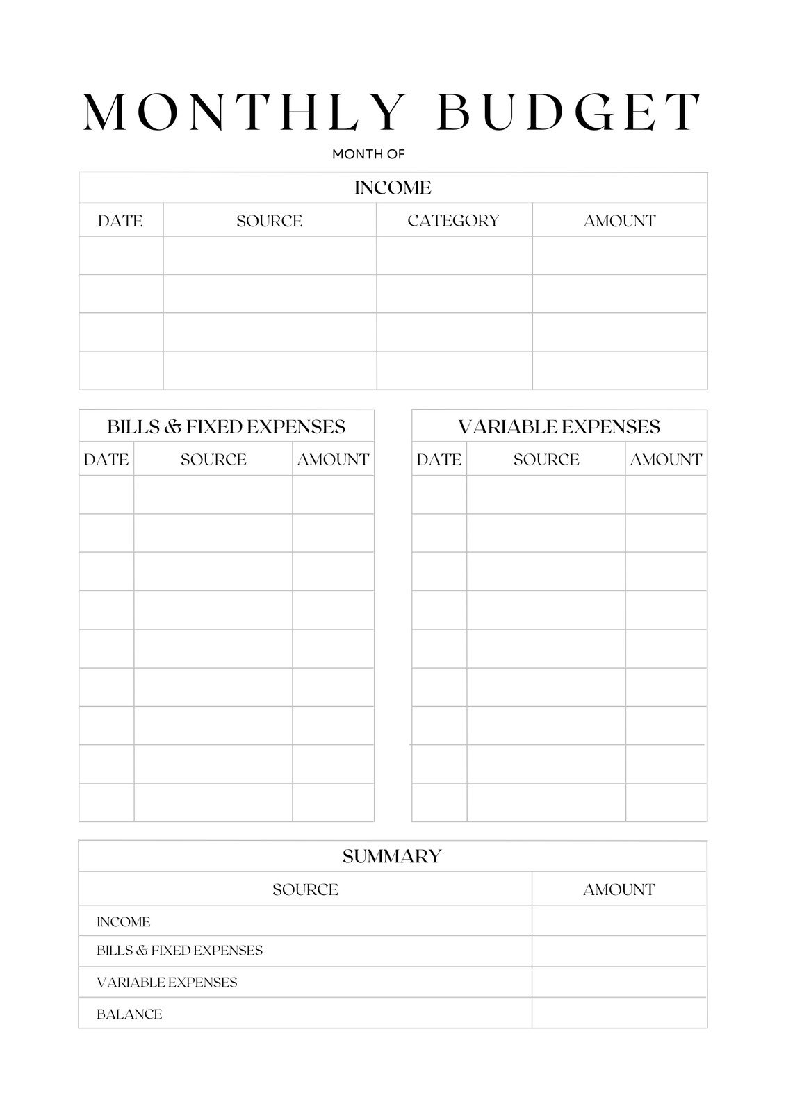 Budget Notes Template
