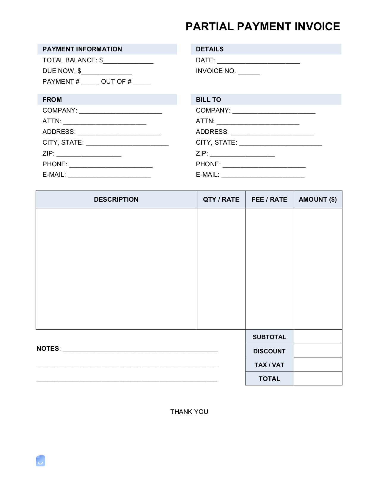 Partial Payment Invoice Template Invoice Maker Partial Payment Invoice Template Invoice Maker