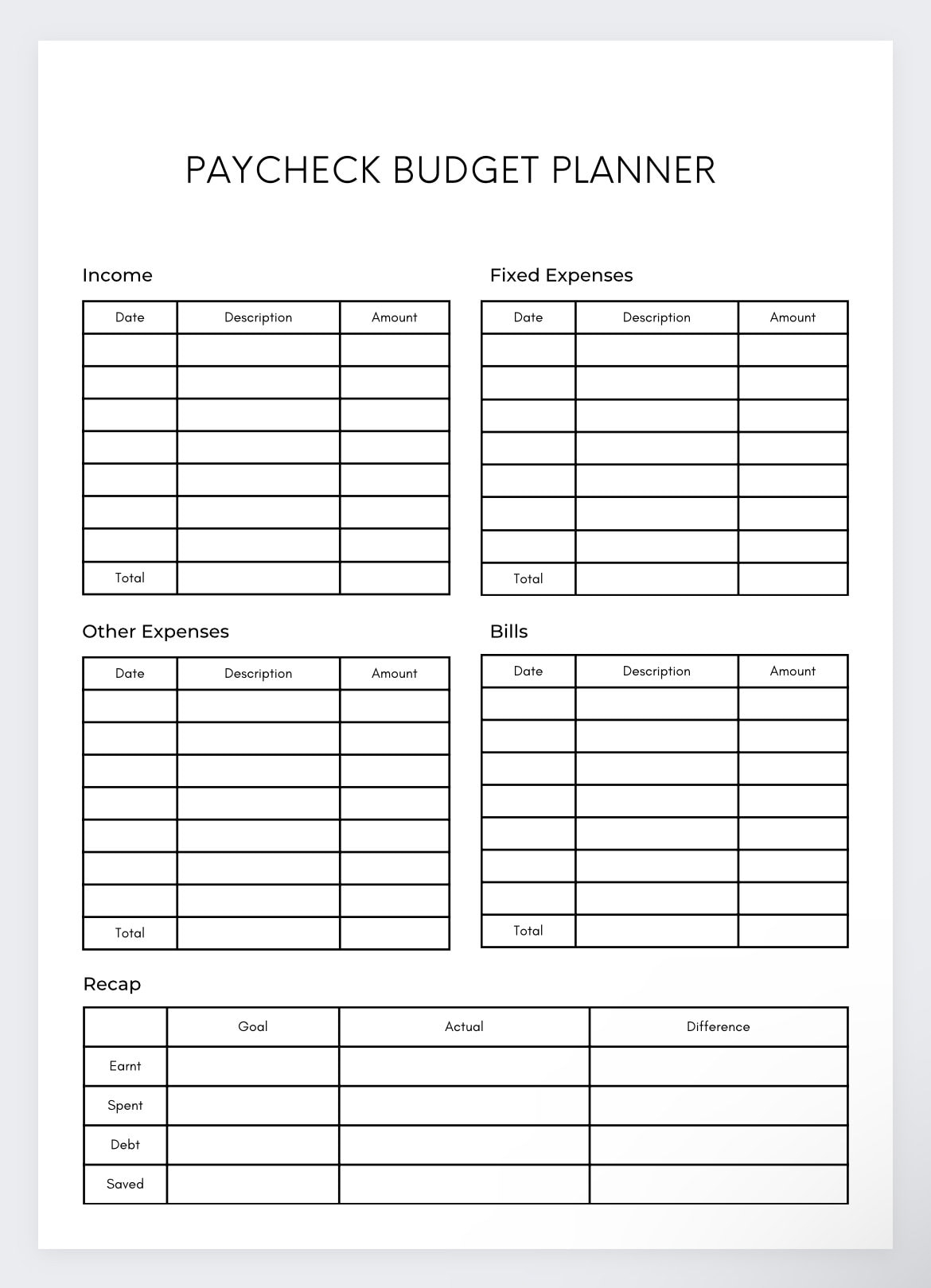 Paycheck To Paycheck Budget Template Paycheck To Paycheck Budget Template