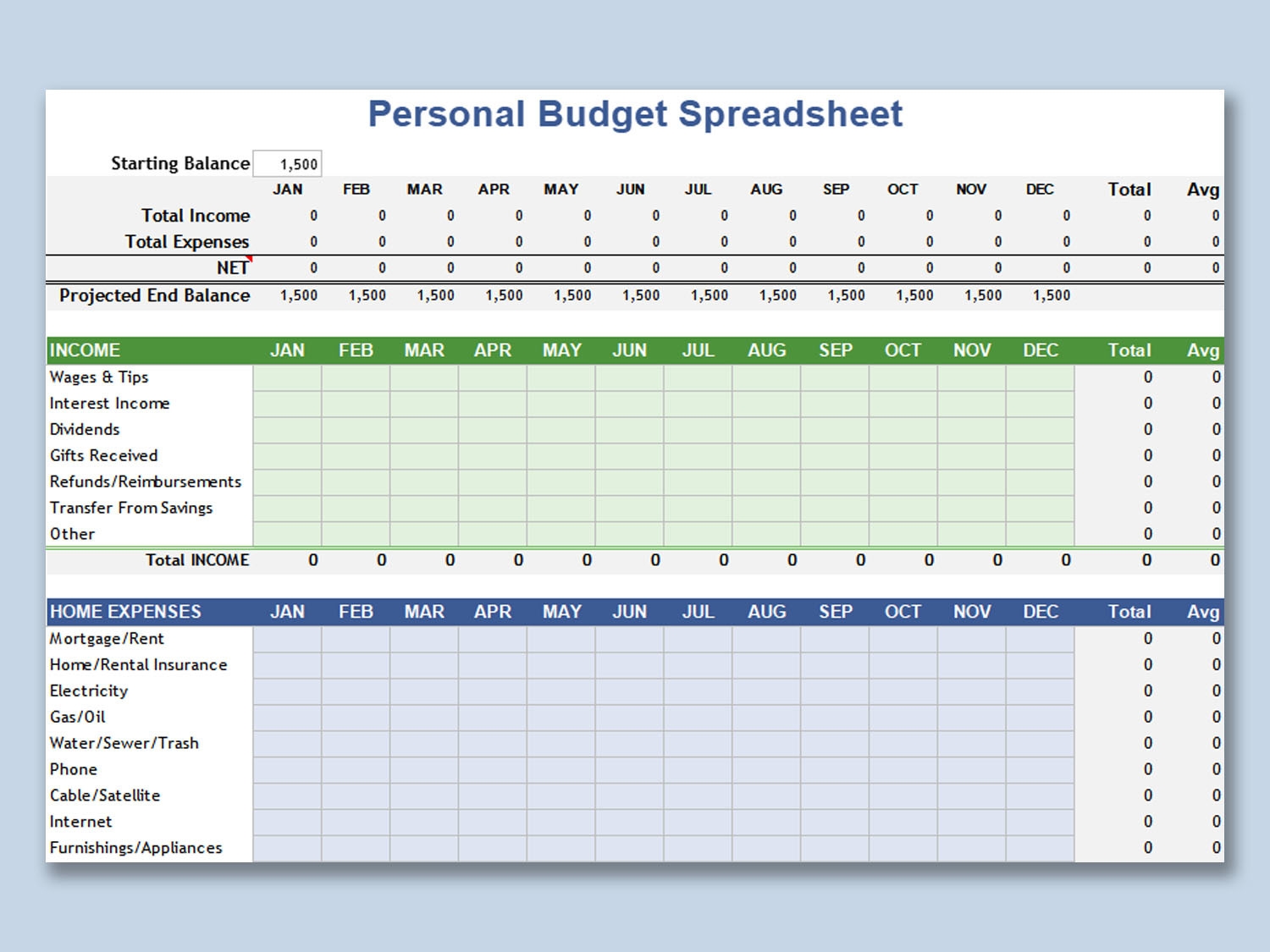 Free Personal Budget Template Download