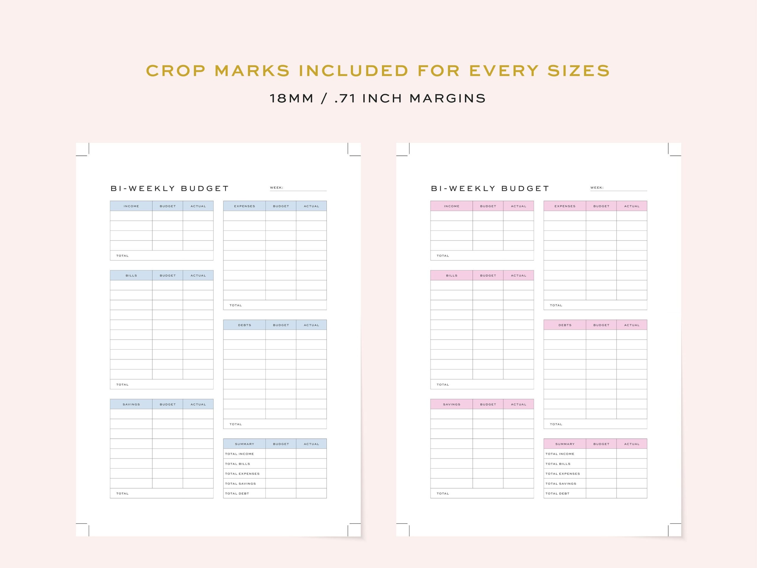 Printable Bi weekly Budget Planner Fillable Undated Bi weekly 