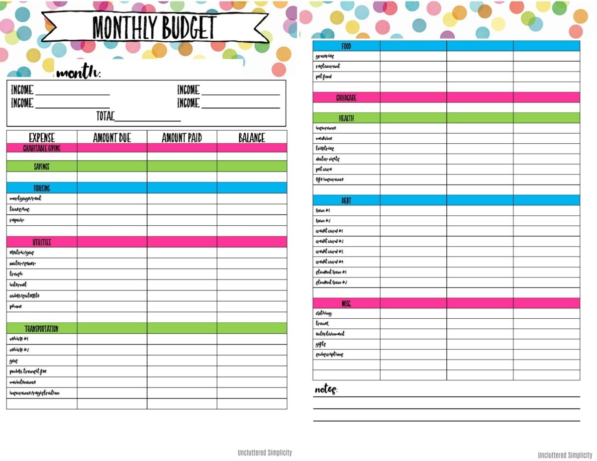 Printable Budget Calendar Printable Design Resources