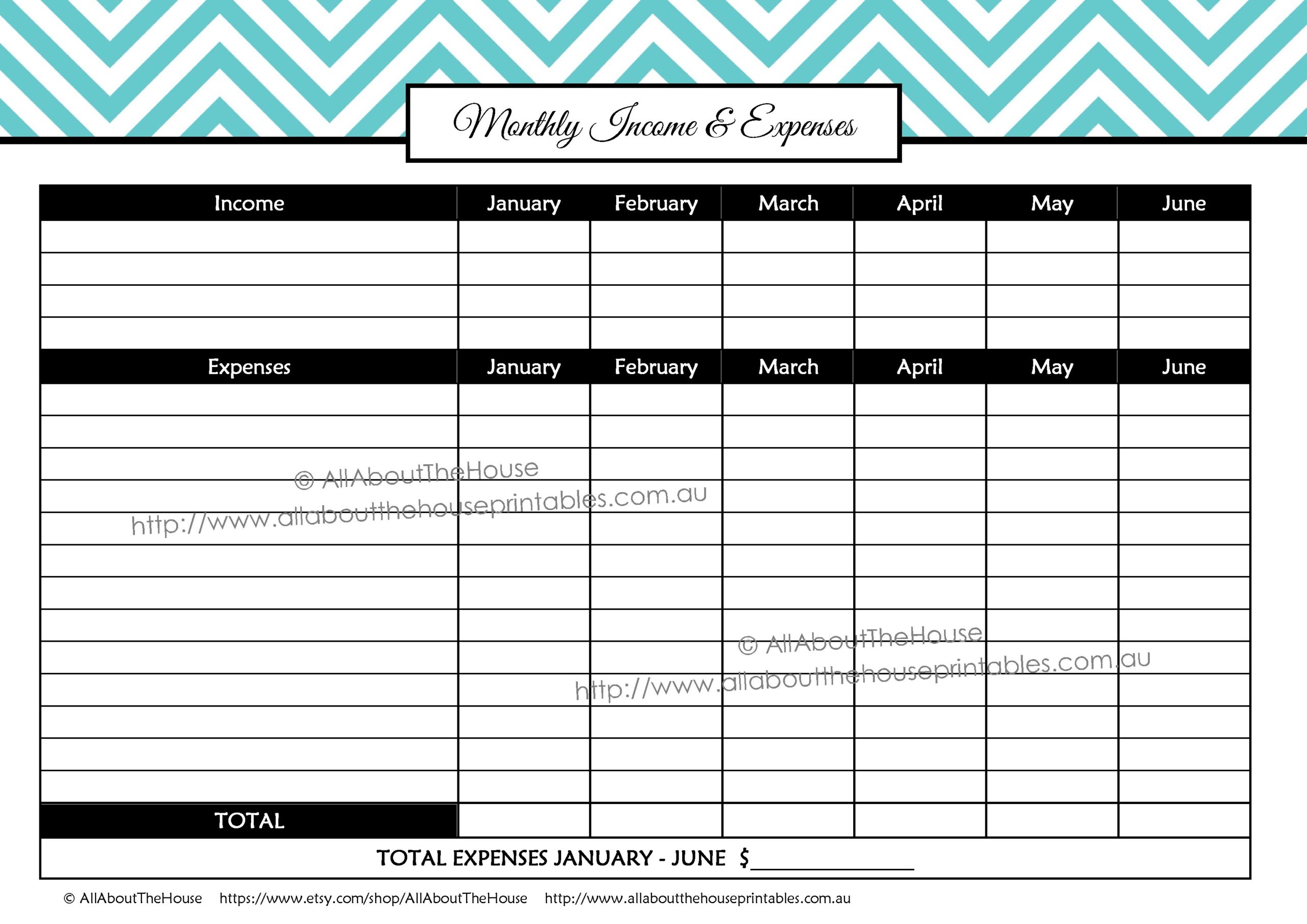 Free Cash Budget Template