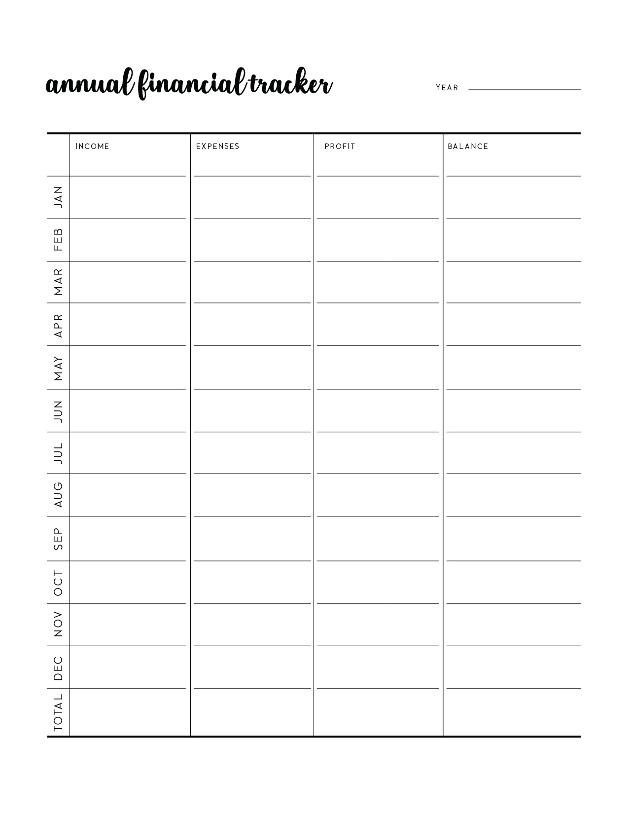 Printable Blank Yearly Budget Template