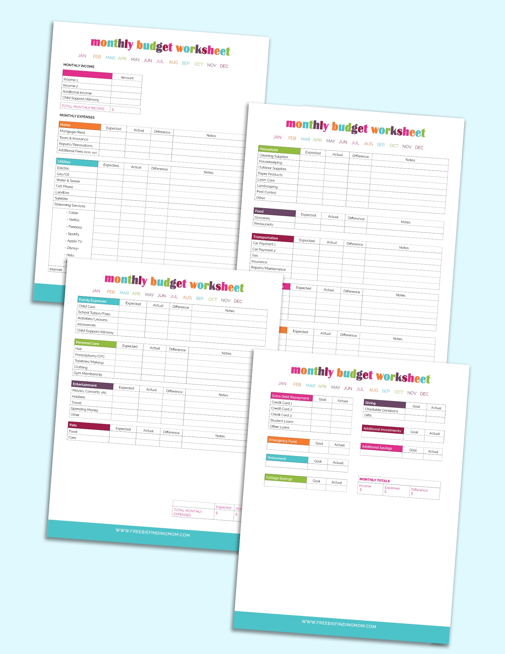 Printable Monthly Budget Planner Template