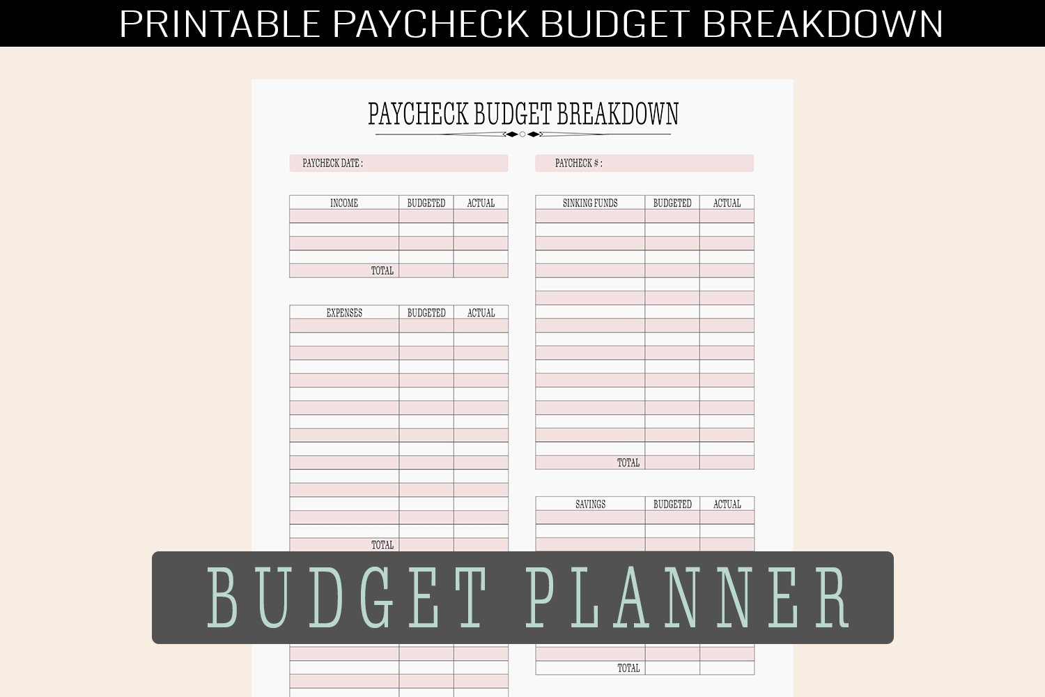 Printable Paycheck Budget Breakdown 2242309 