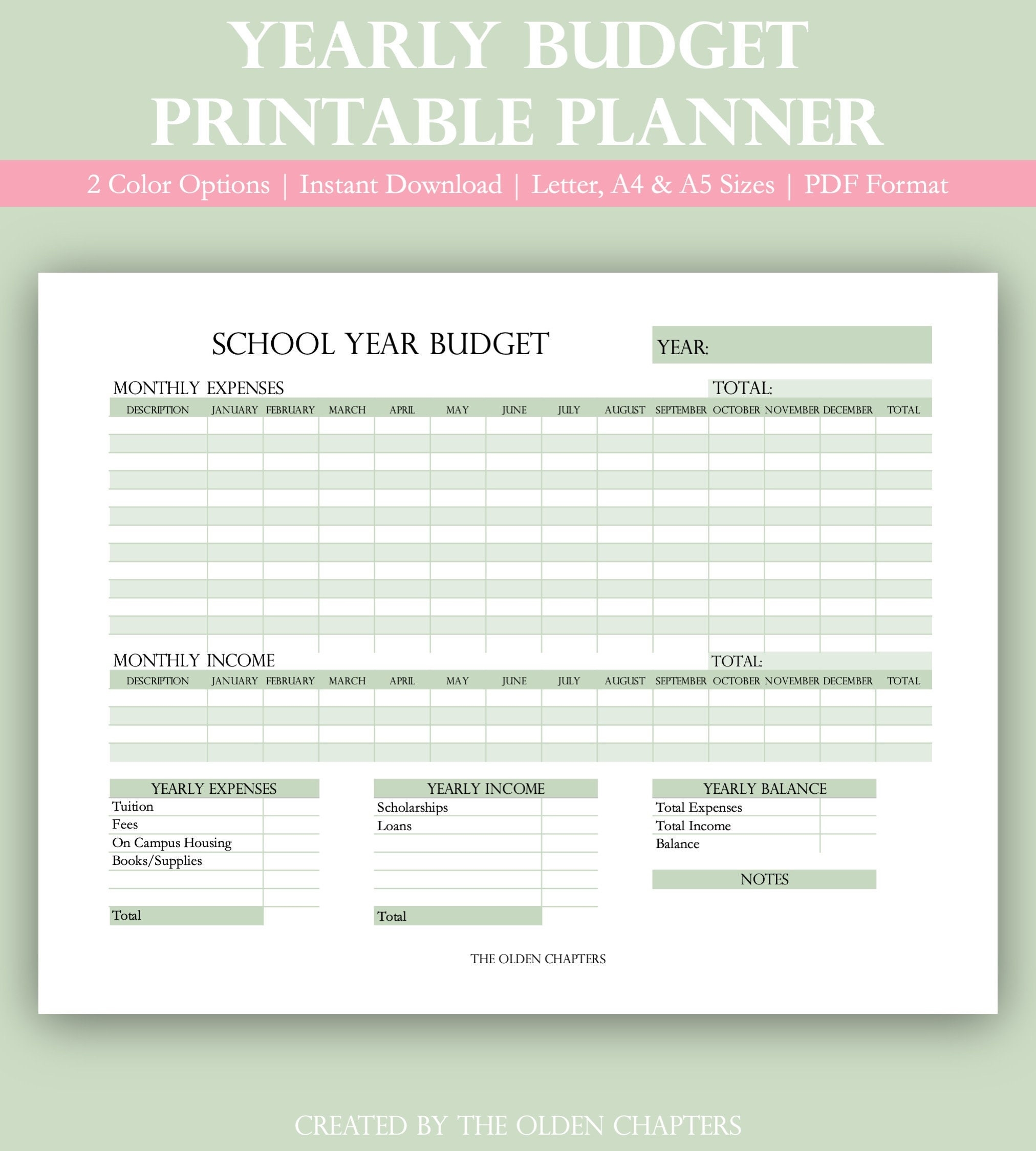 Printable Yearly Budget Planner Financial Planner Printable Planner Insert Financial Planning Pages Budget Insert Financial Page