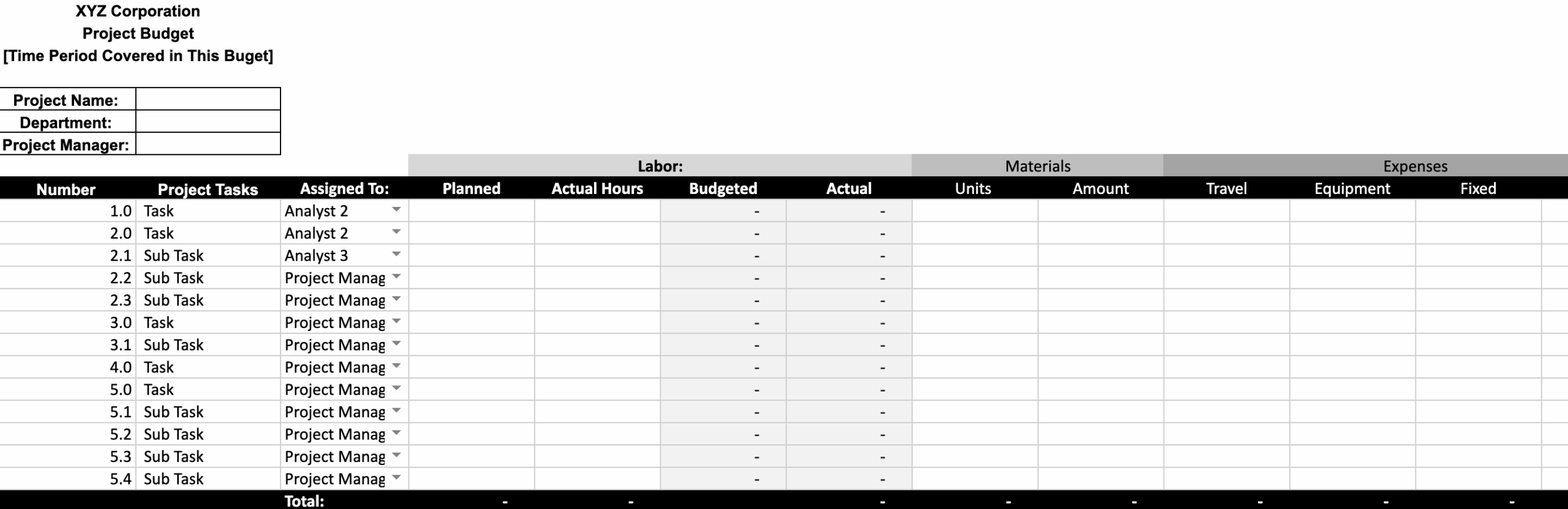 Project Budget Template Free Download Project Budget Template Free Download