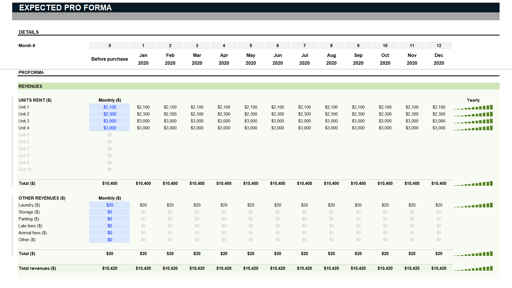 Pro Forma Budget Template