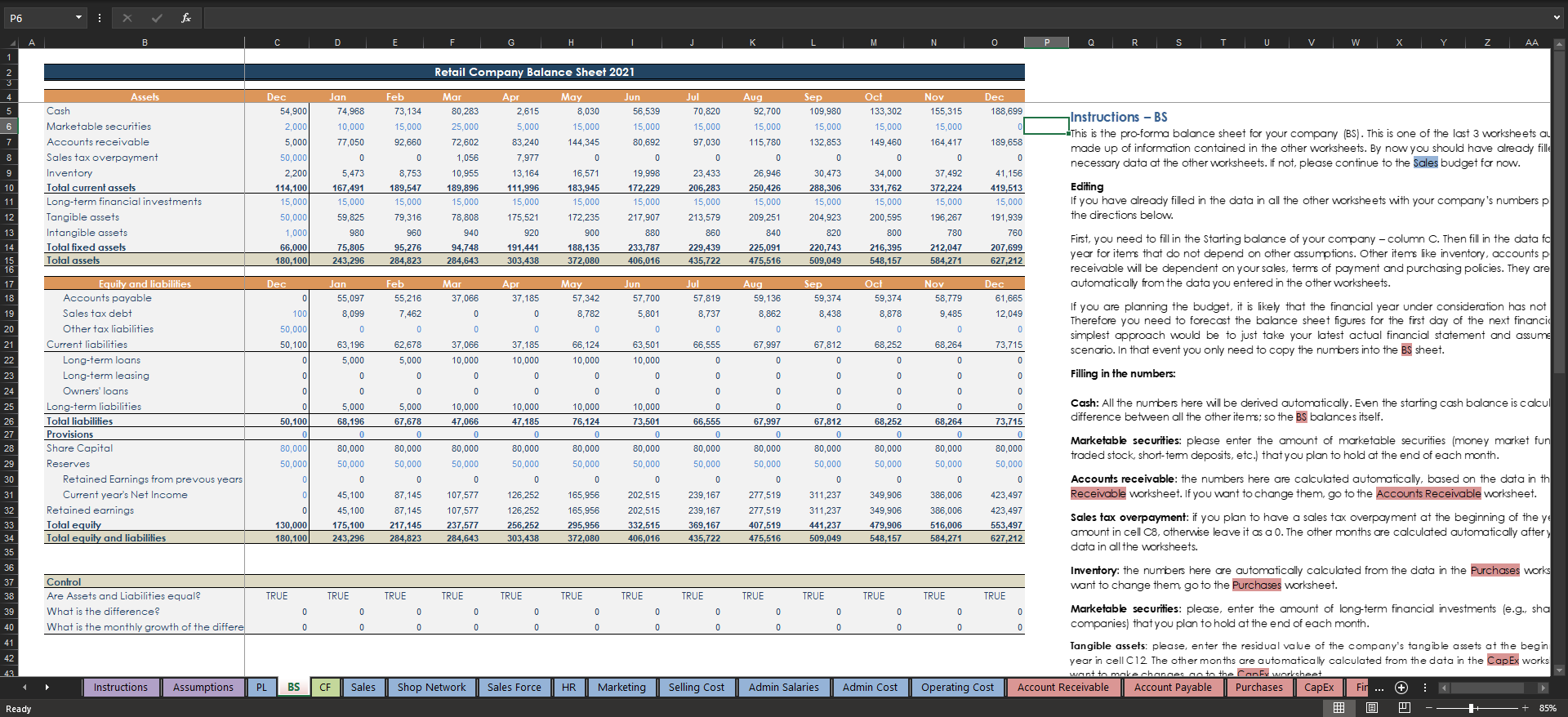 Retail Budget Template
