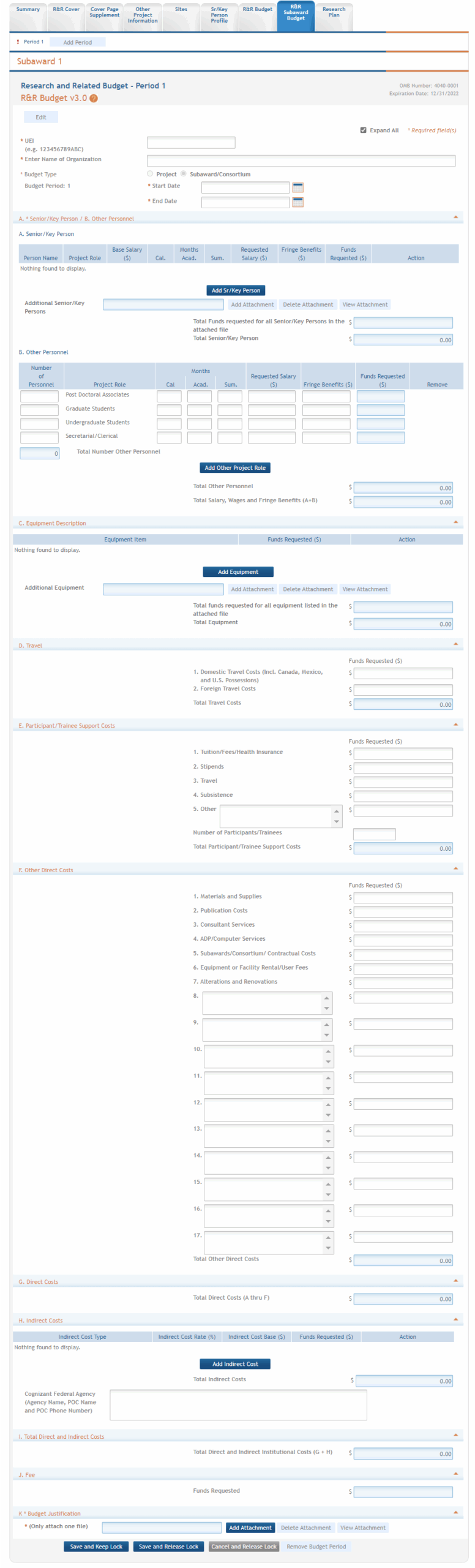 Ru0026R Subaward Budget Ru0026R Subaward Budget
