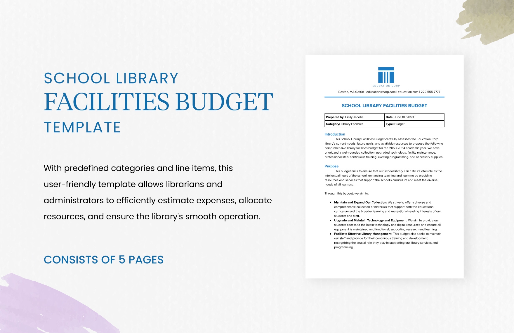 Facilities Budget Template