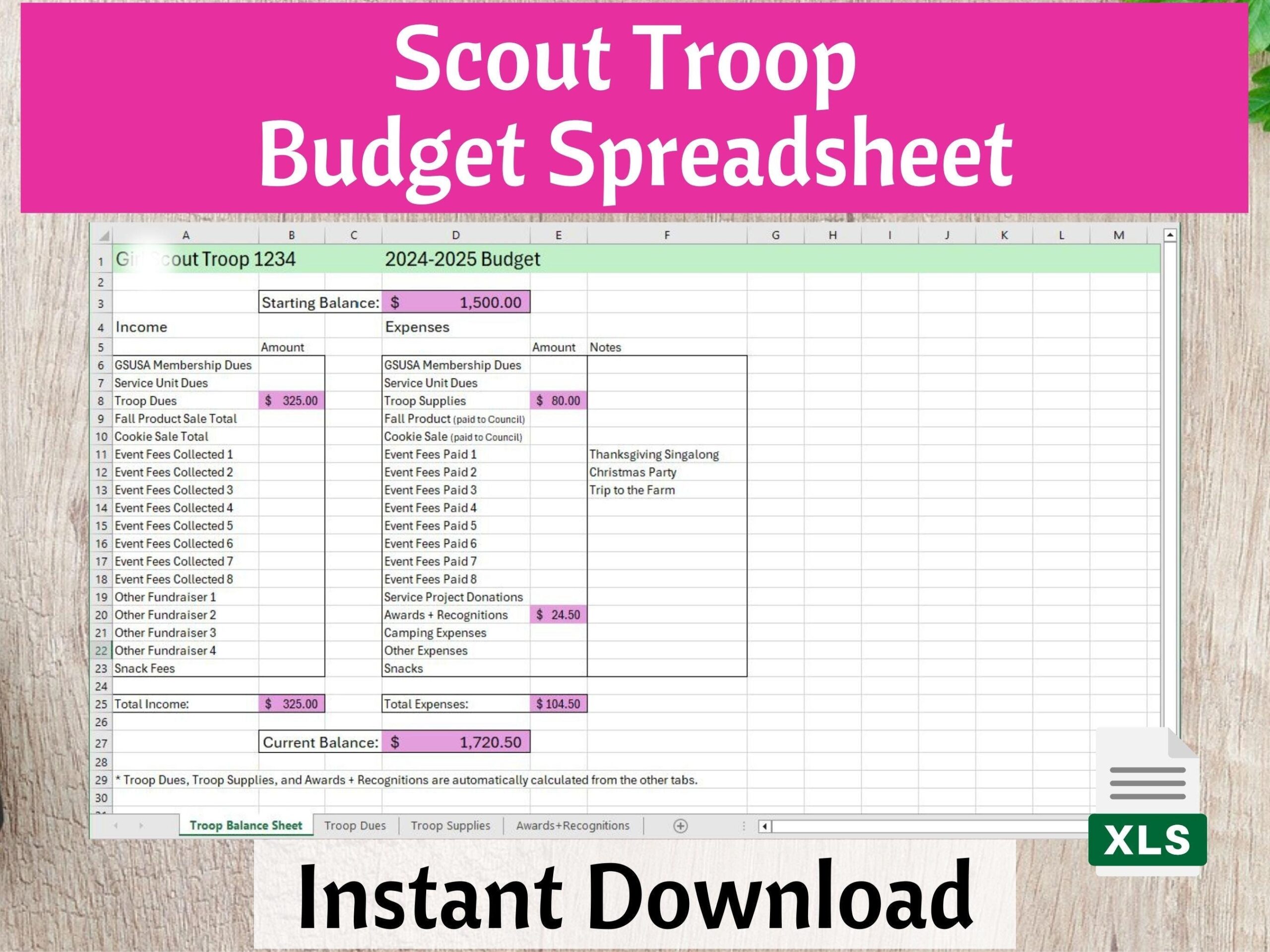 Cub Scout Budget Template
