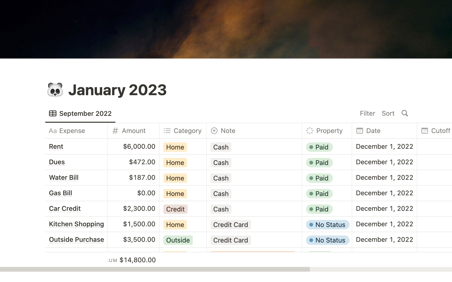 Budget Tracker Template Notion