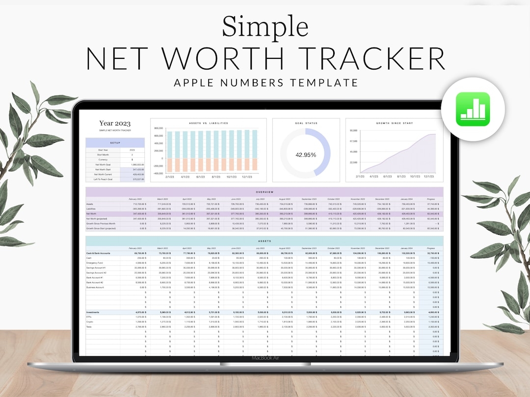 Simple Wealth Tracker Apple Numbers ENGLISH Wealth Planner Income Tracker Expense Tracker Budget Templates Annual Planner Etsy