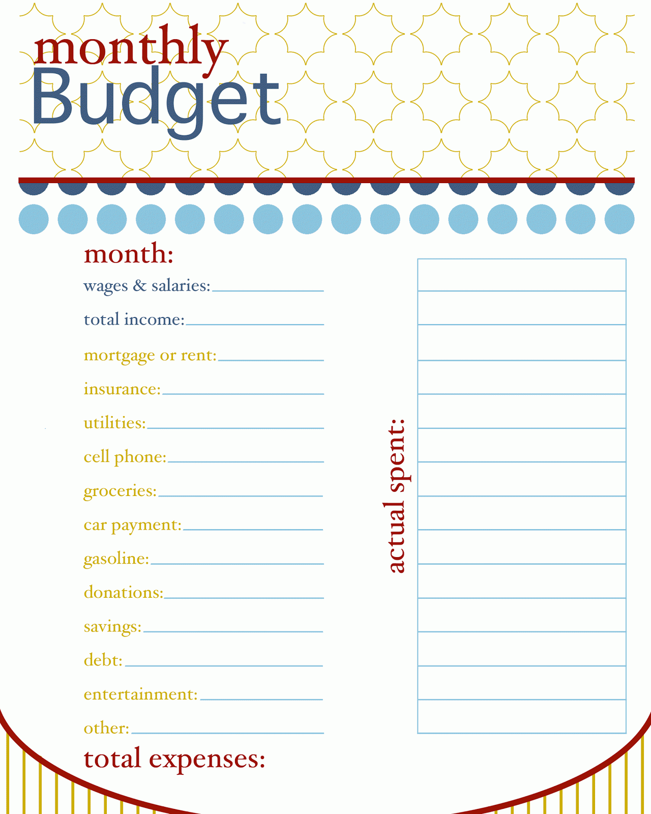 Sissyprint Freebie Friday Monthly Budget