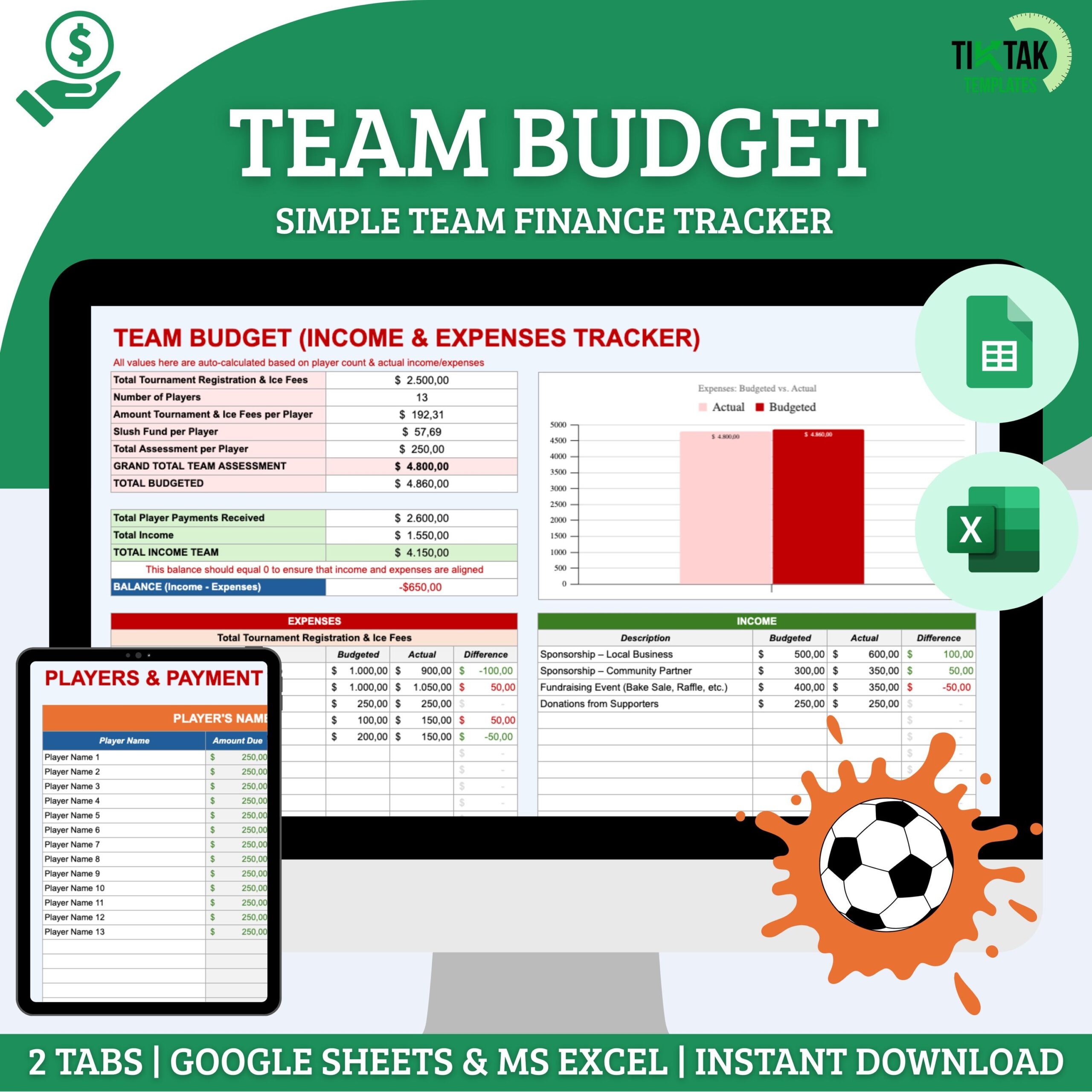 Soccer Tournament Budget Template