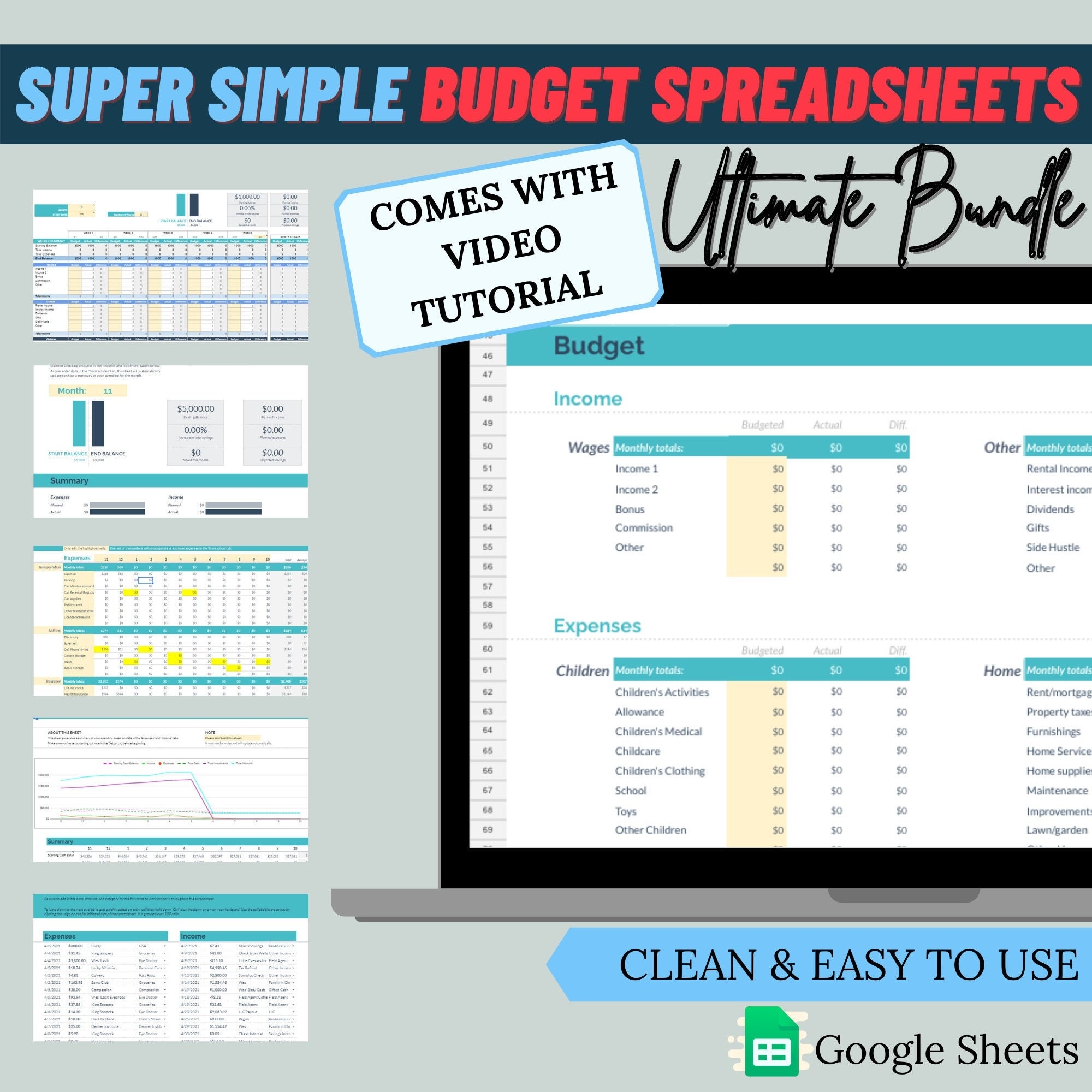 Super Simple Budget Spreadsheet With Tutorial Video Monthly 