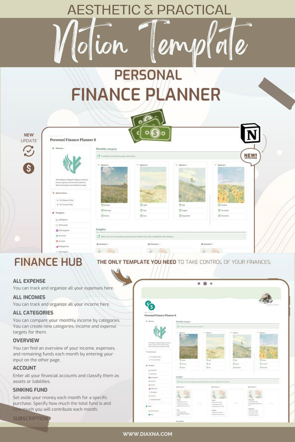 Notion Budget Template Aesthetic Free
