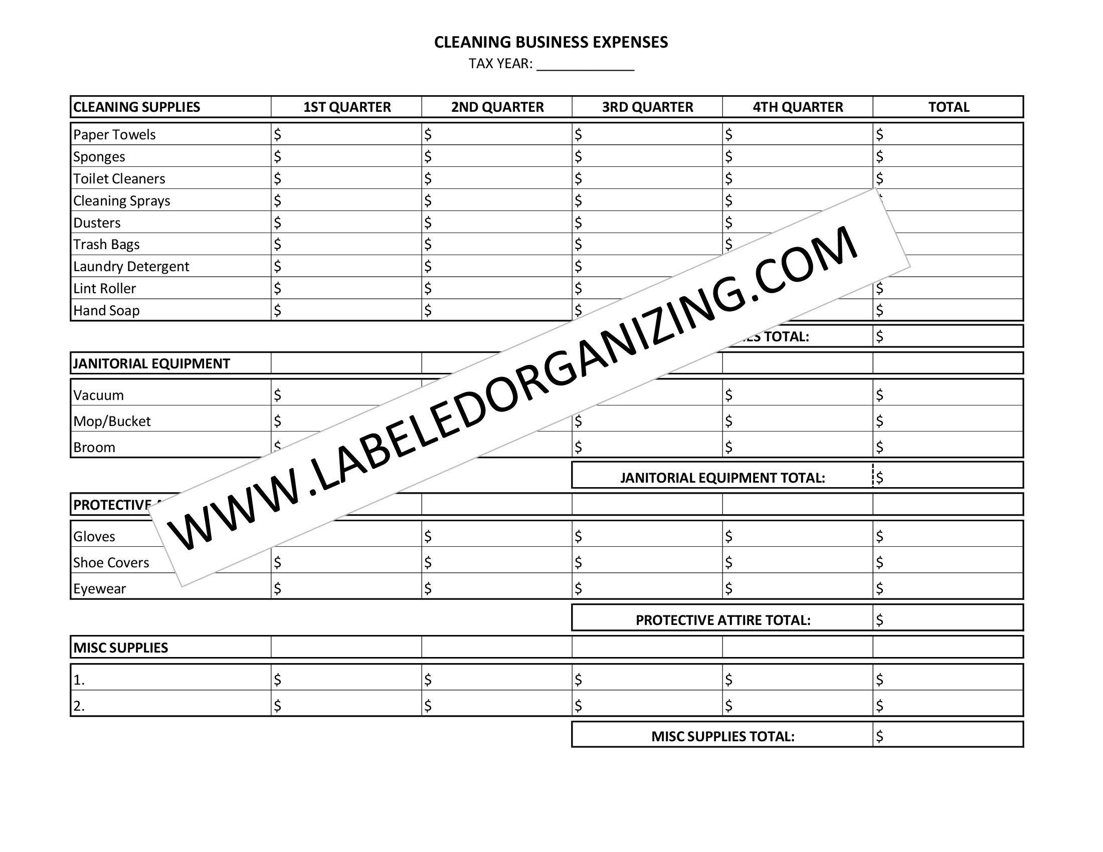 Cleaning Business Budget Template