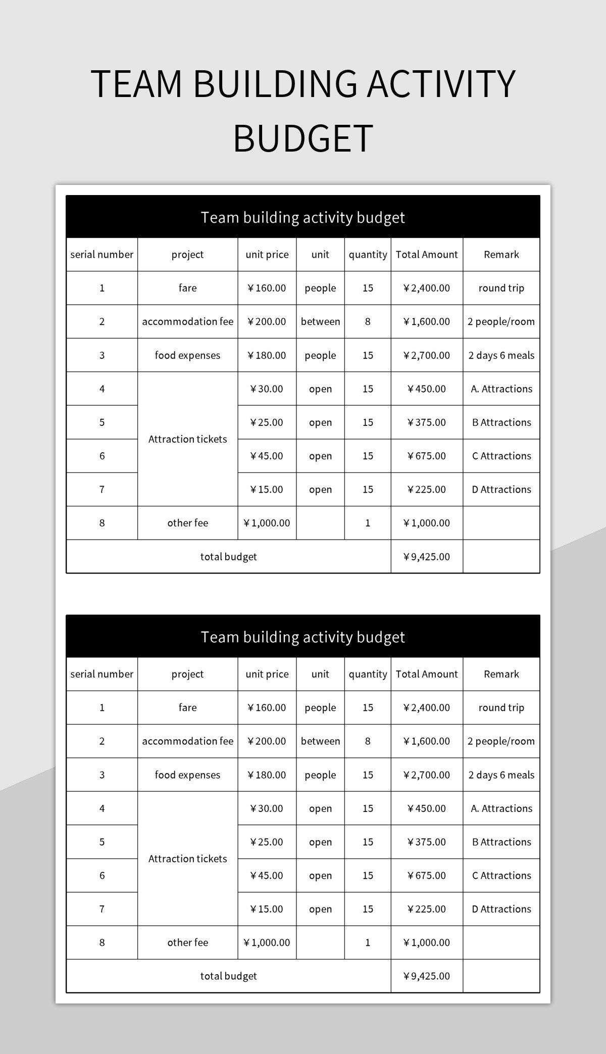 Team Building Activity Budget Excel Template And Google Sheets Team Building Activity Budget Excel Template And Google Sheets