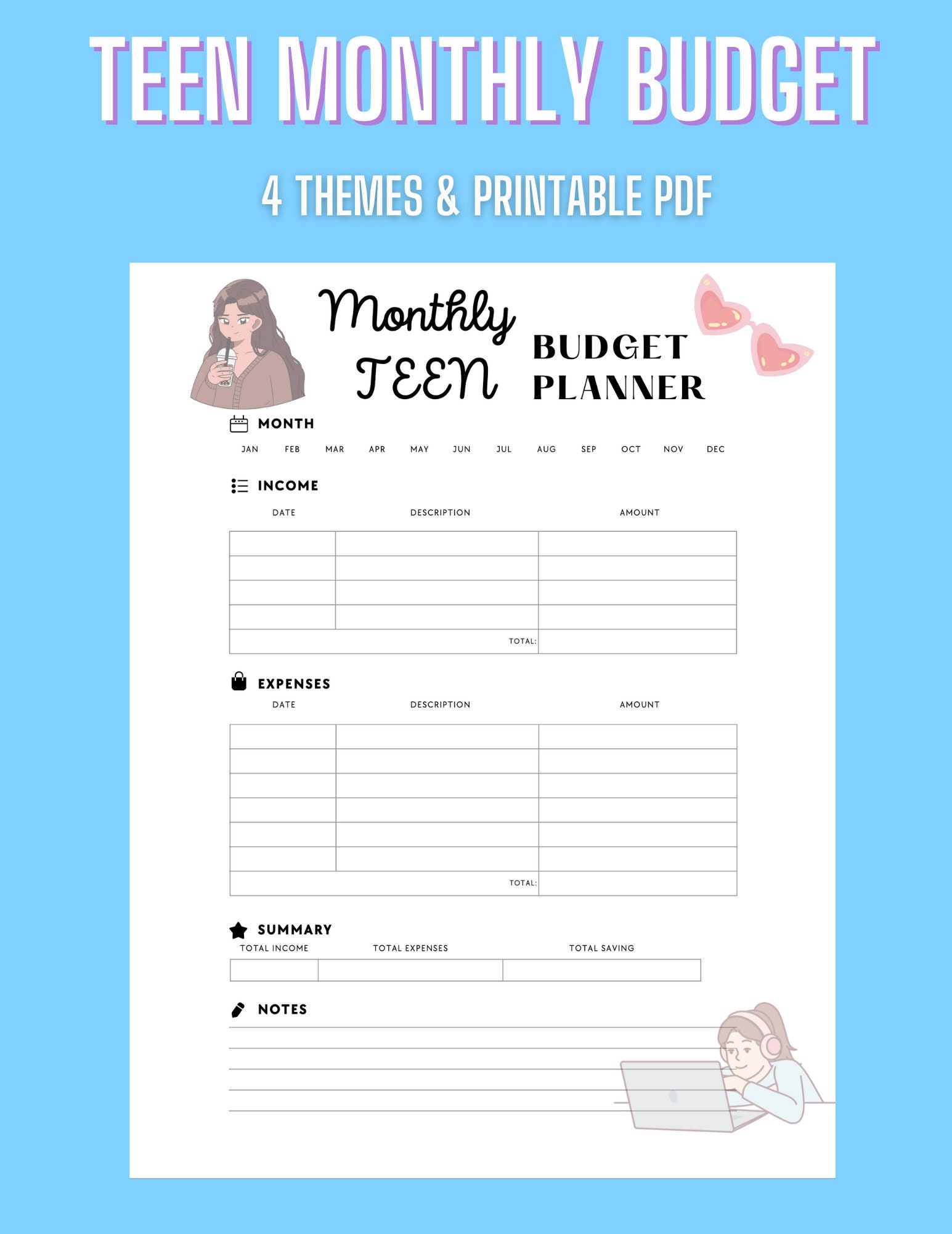 Teen Budget Planner Pdfs Etsy