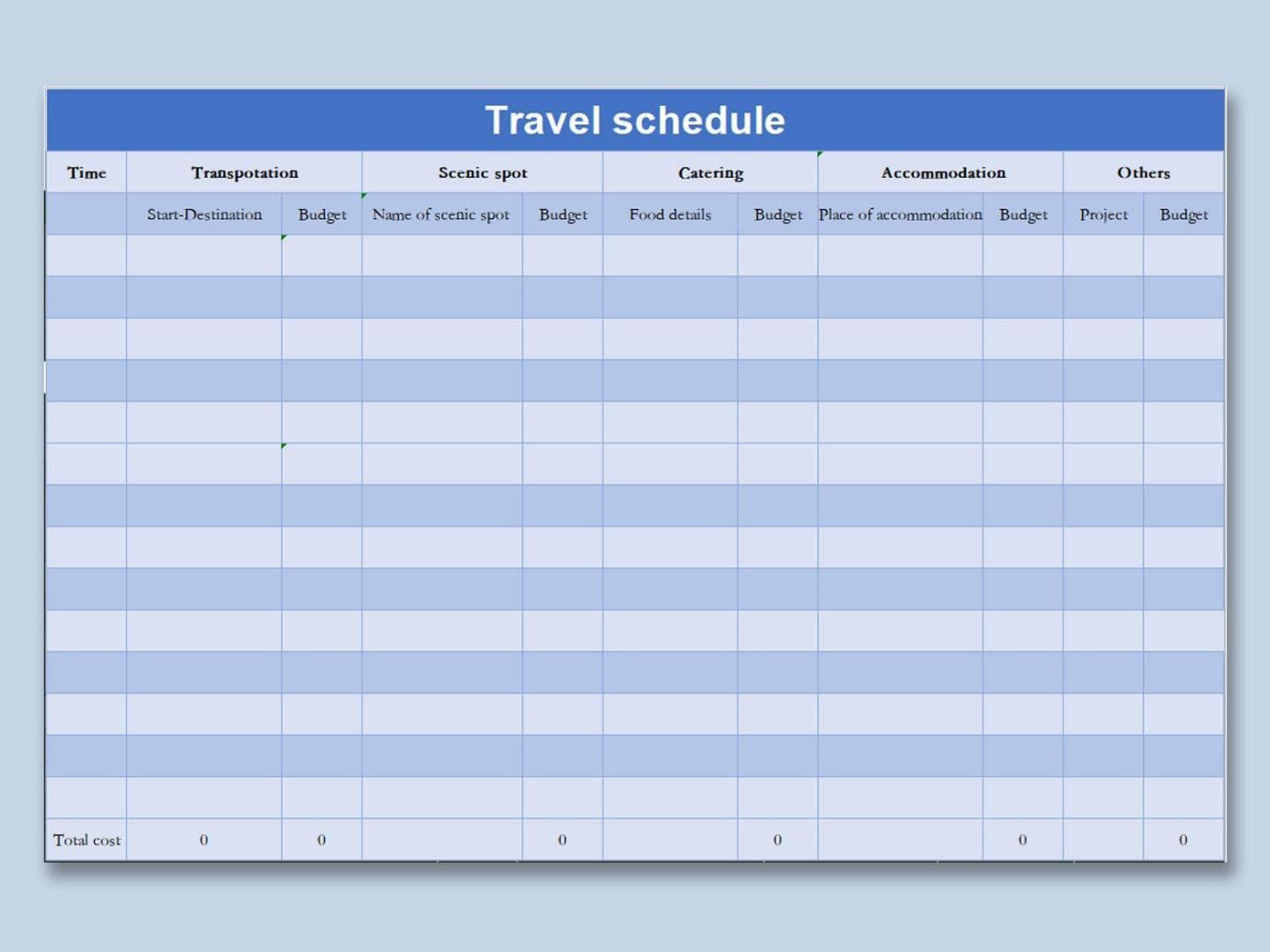 Ten Best Travel Budget Template Excel Free Spreadsheet WPS 