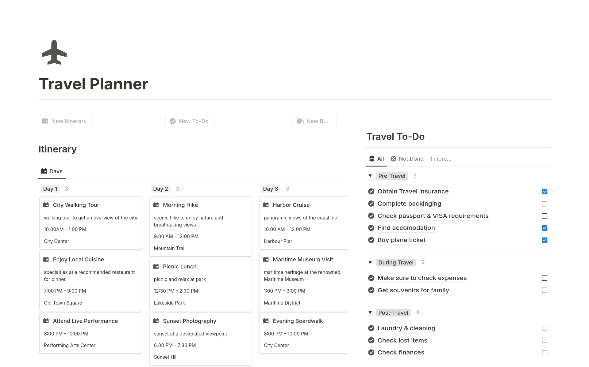 Travel Budget Notion Template
