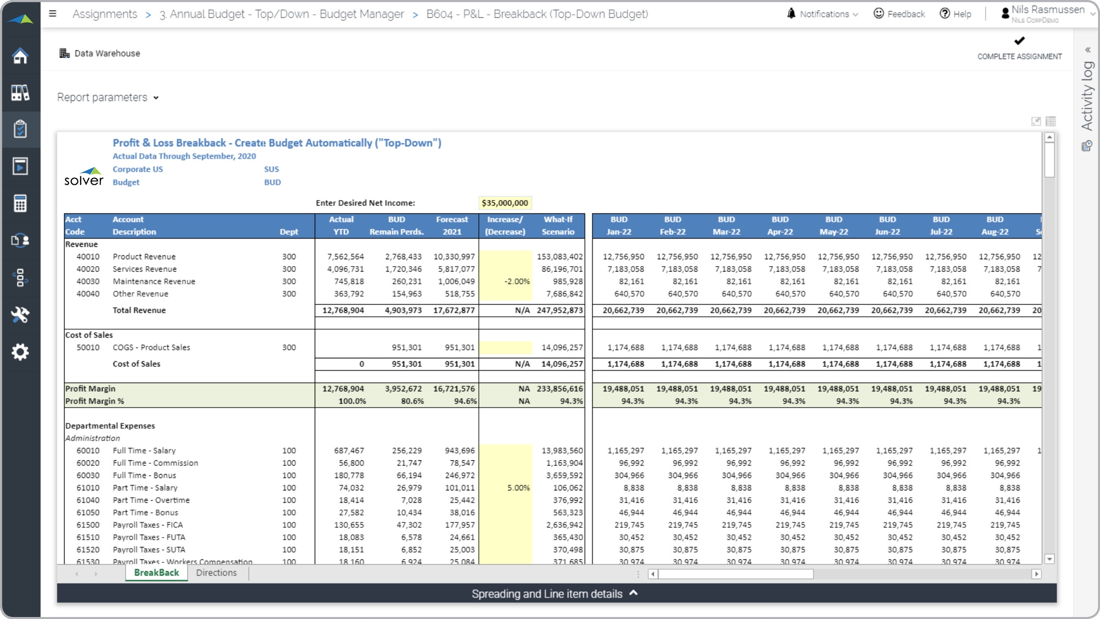 P&L Budget Template
