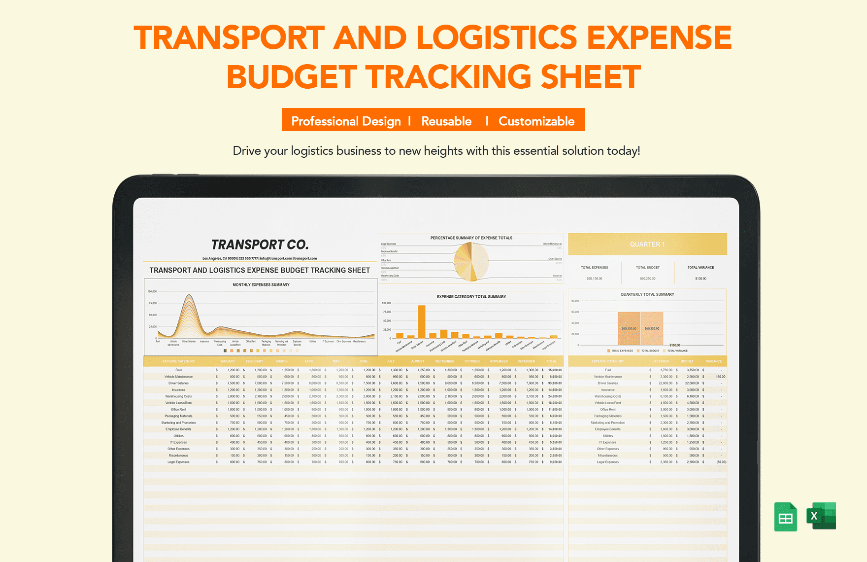 Transport And Logistics Training Budget Spreadsheet Template In 